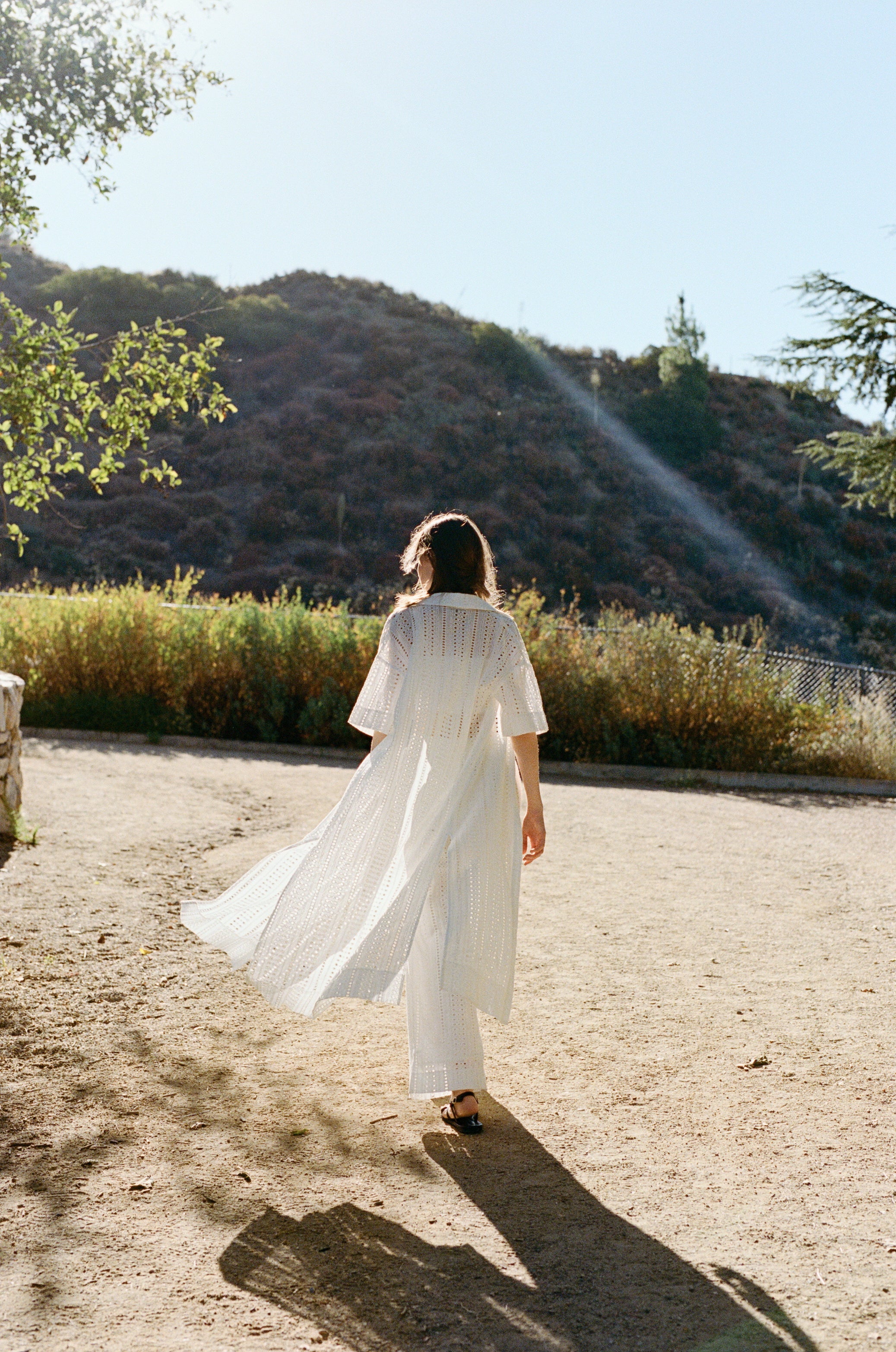 Peru Broderie Anglaise Long Overshirt in White