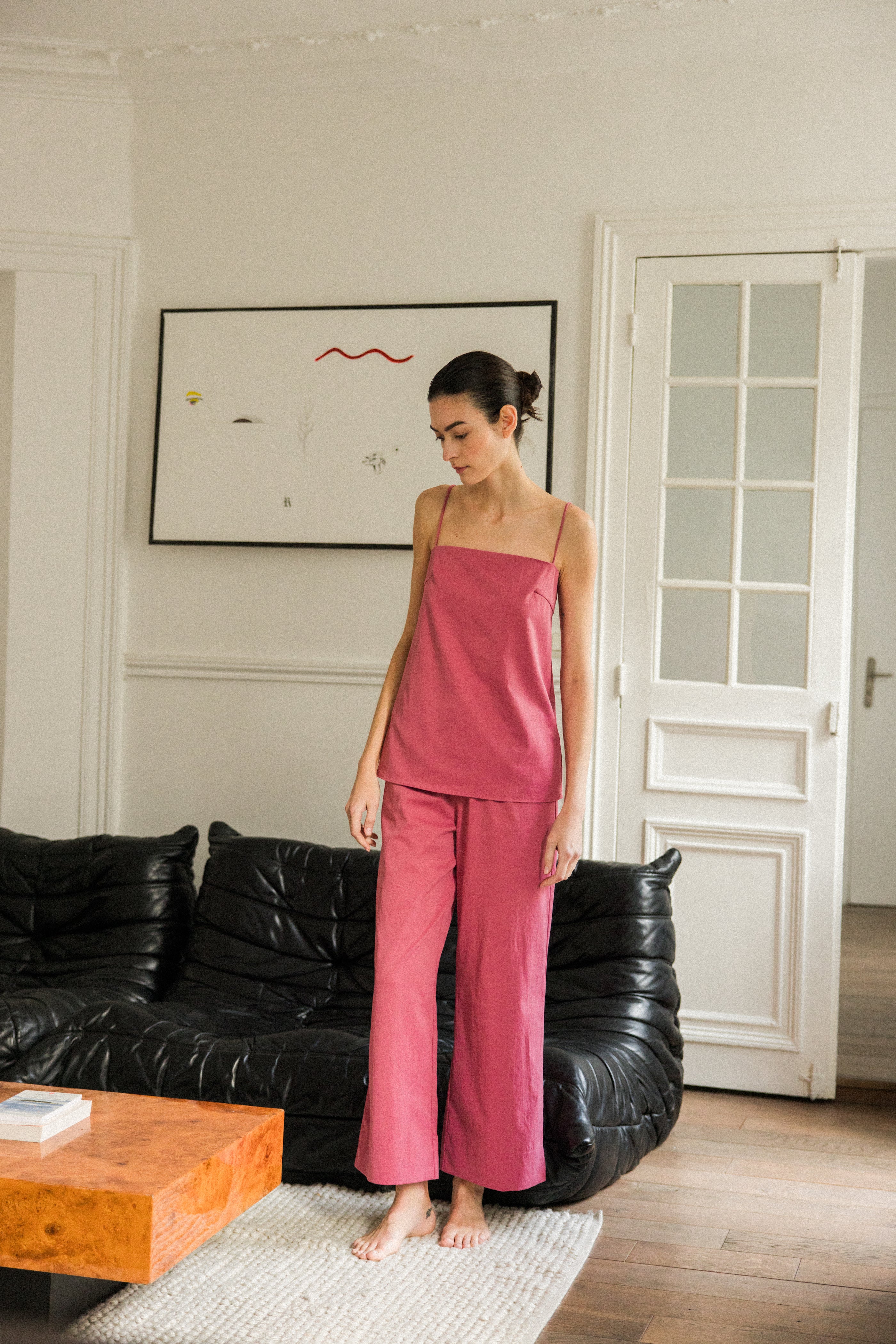 Straight Neck Slip Top in Persian Rose