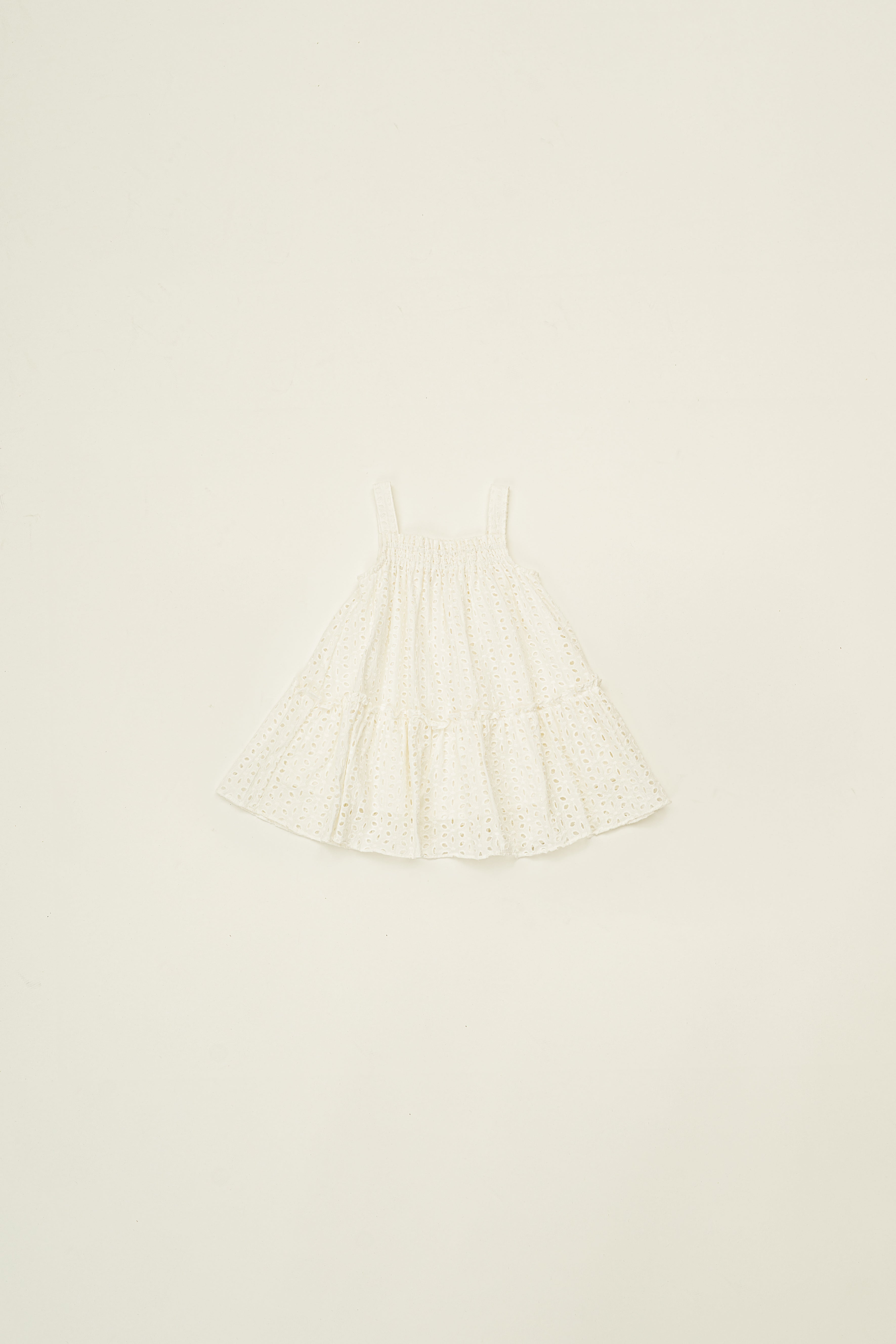 Mini Frilled Tiered Dress in Broderie White