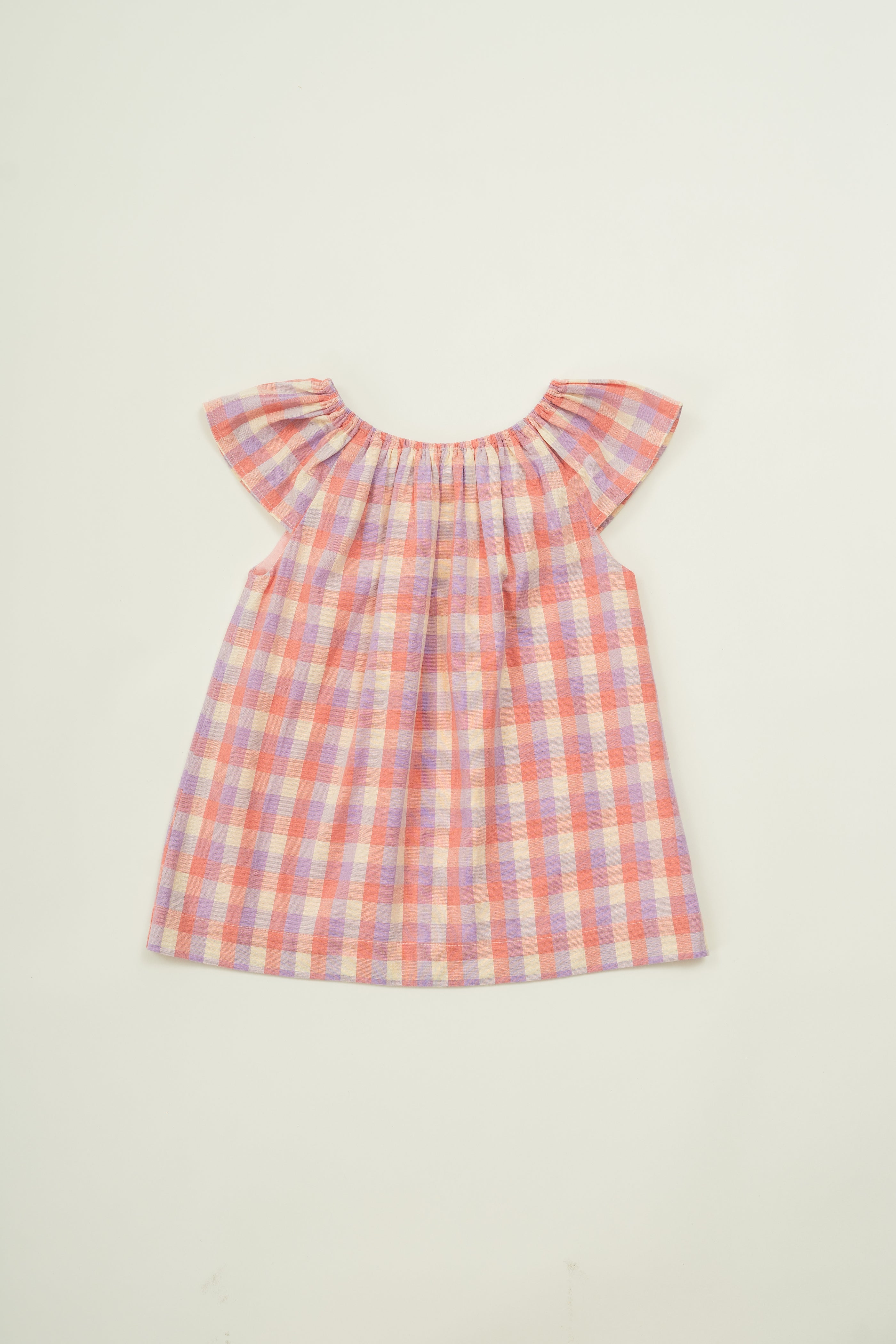 Mini Gathered Neckline Dress in Joie Gingham