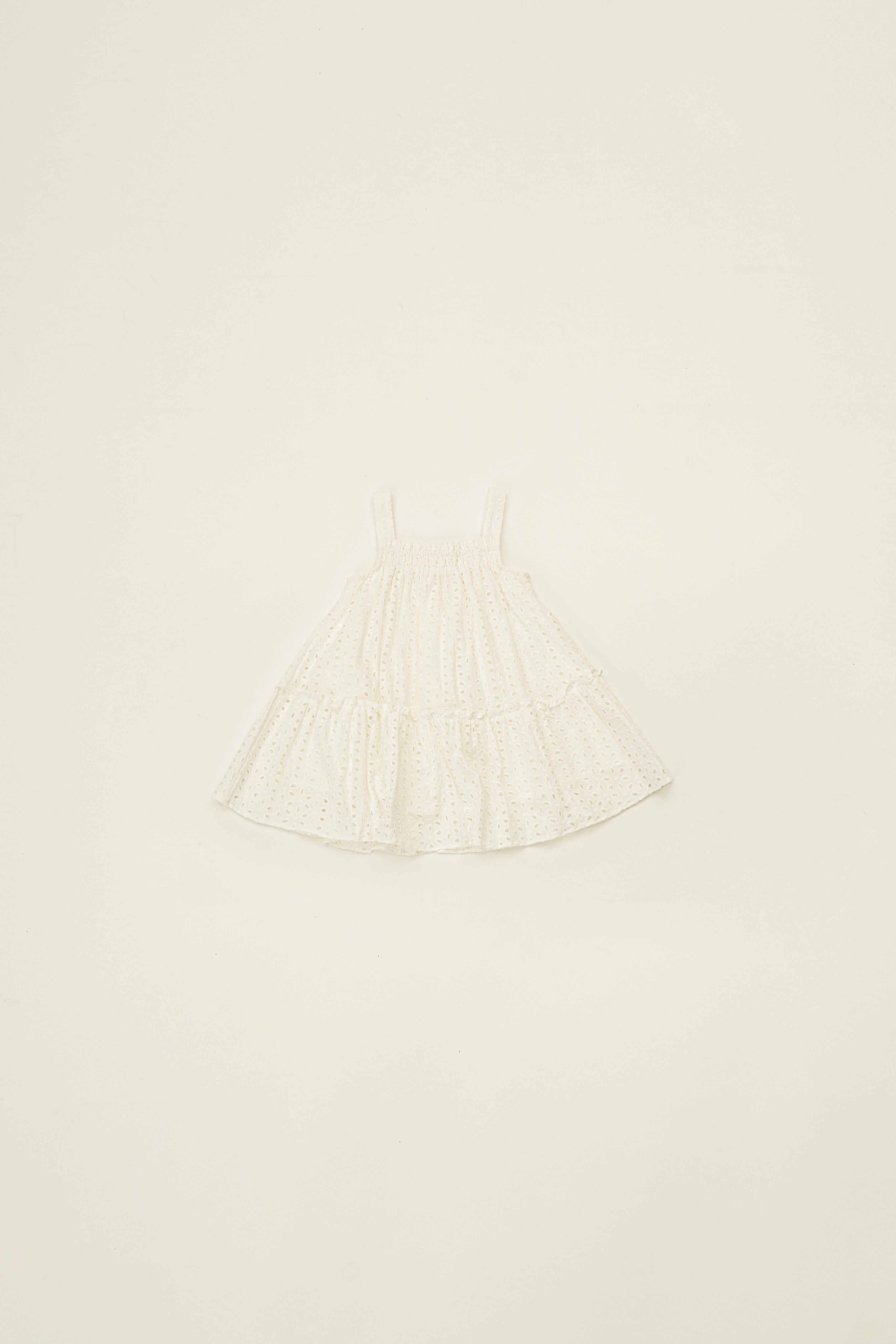Mini Frilled Tiered Dress in Broderie White