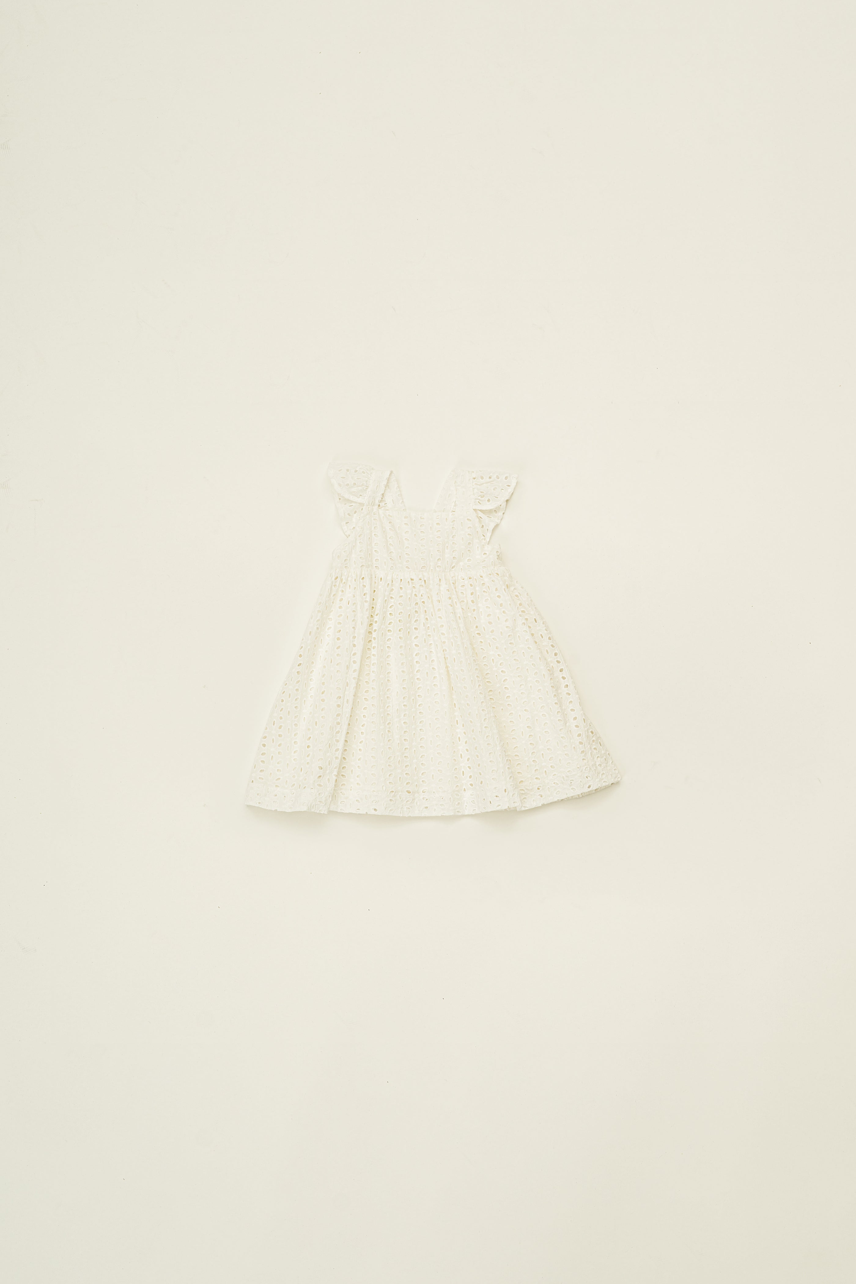 Mini Frilled Strap Dress in Broderie White