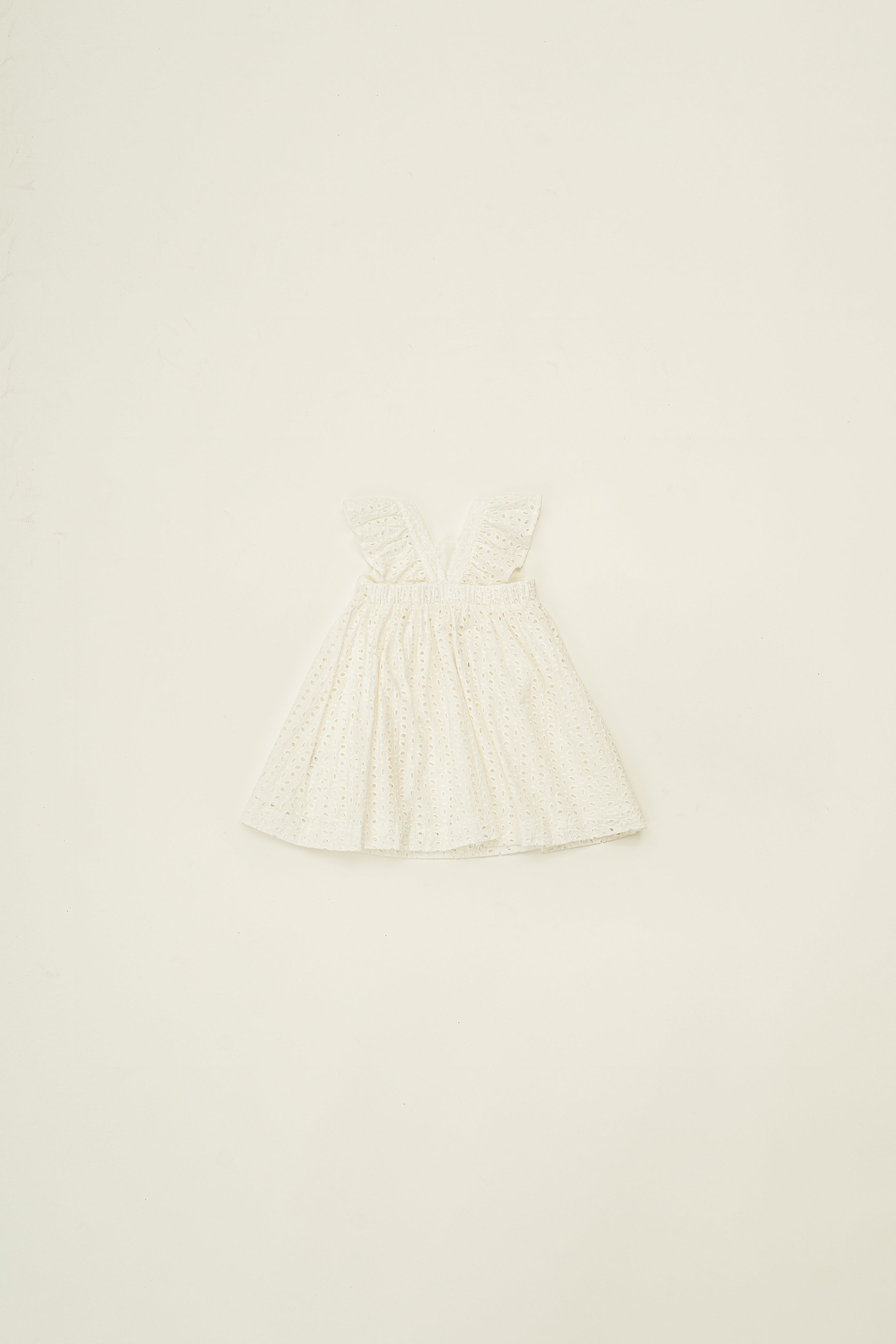Mini Frilled Strap Dress in Broderie White