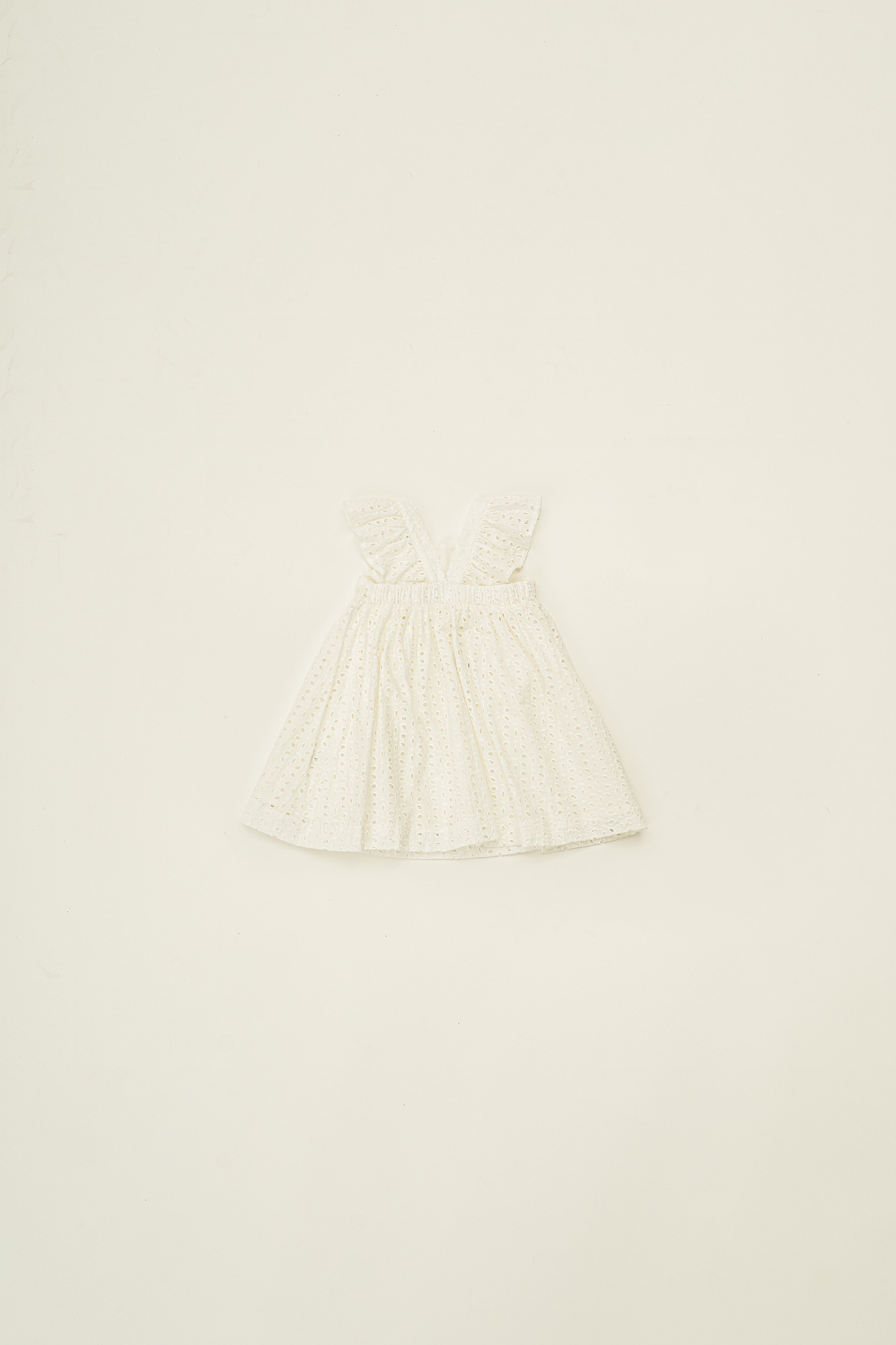 Mini Frilled Strap Dress in Broderie White