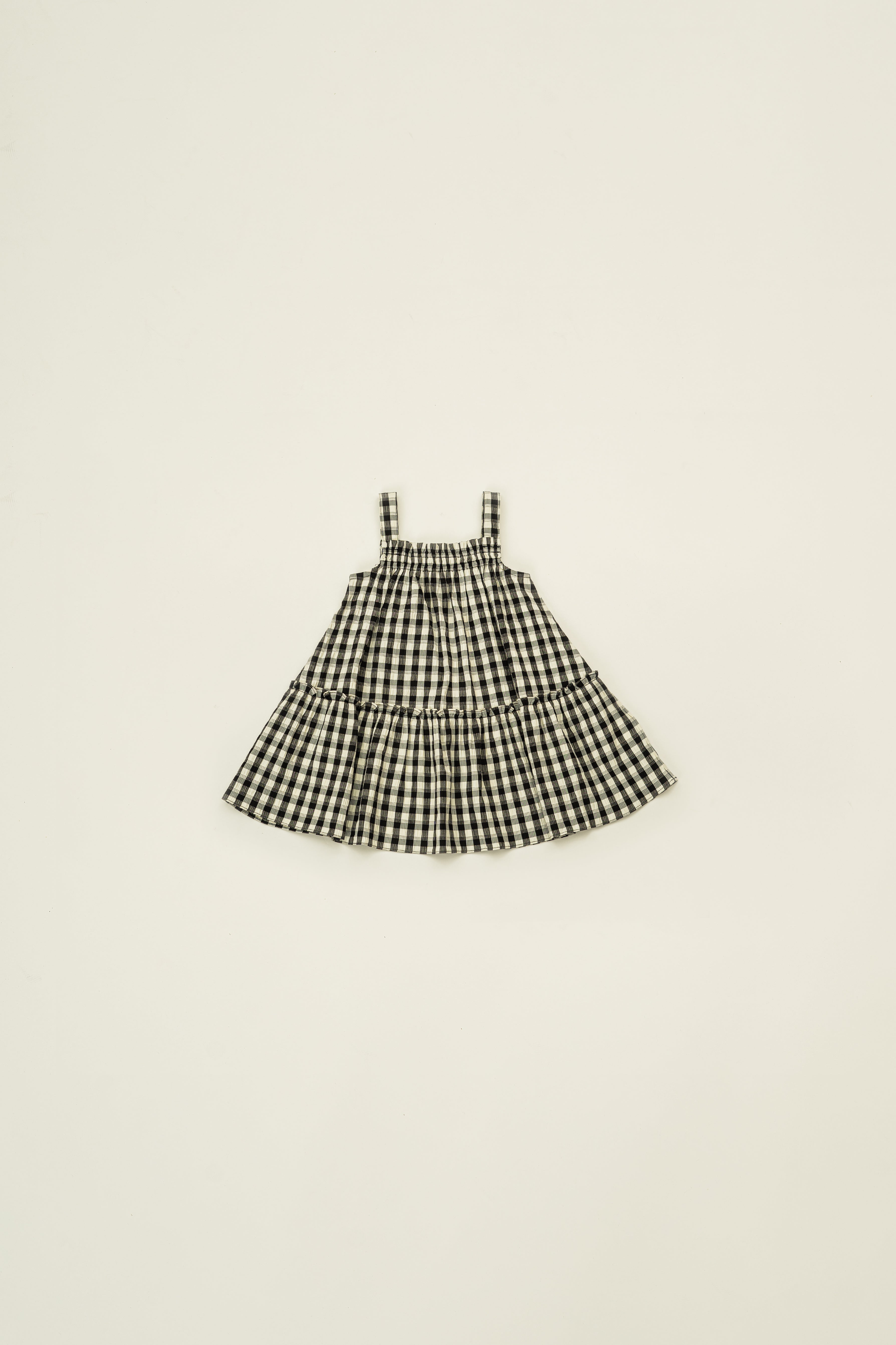 Mini Frilled Tiered Dress in Black Gingham
