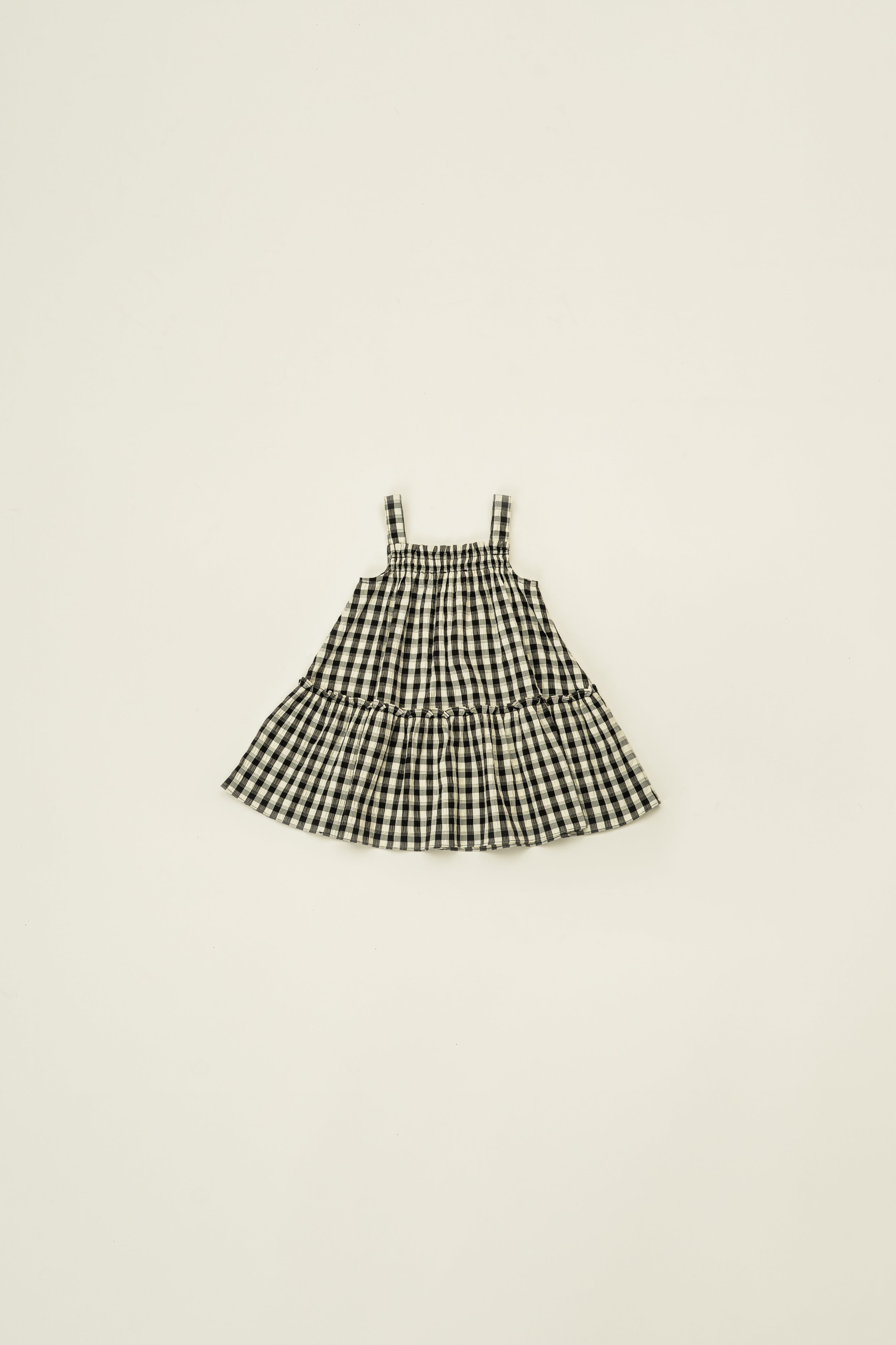 Mini Frilled Tiered Dress in Black Gingham