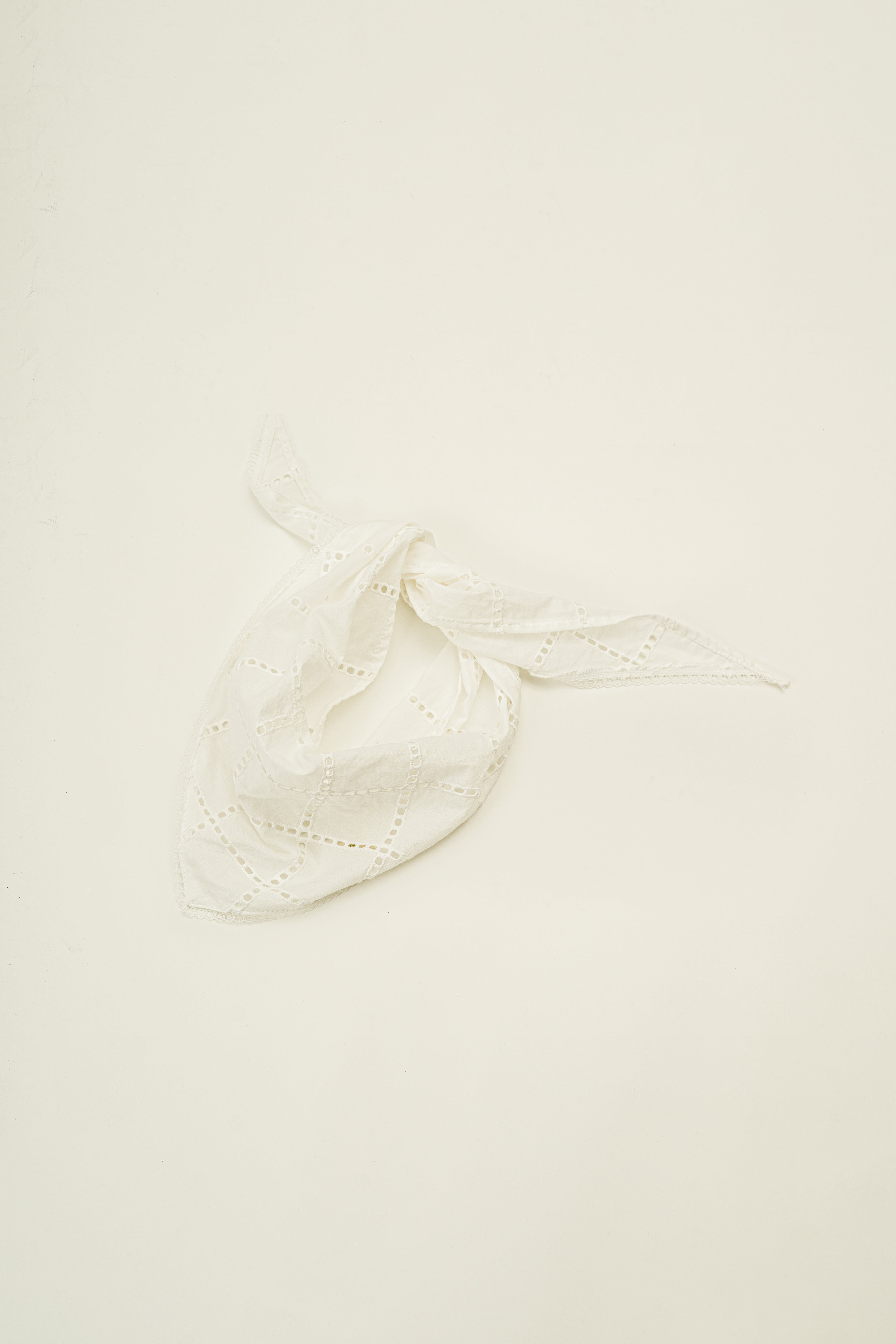Square Broderie Scarf in White