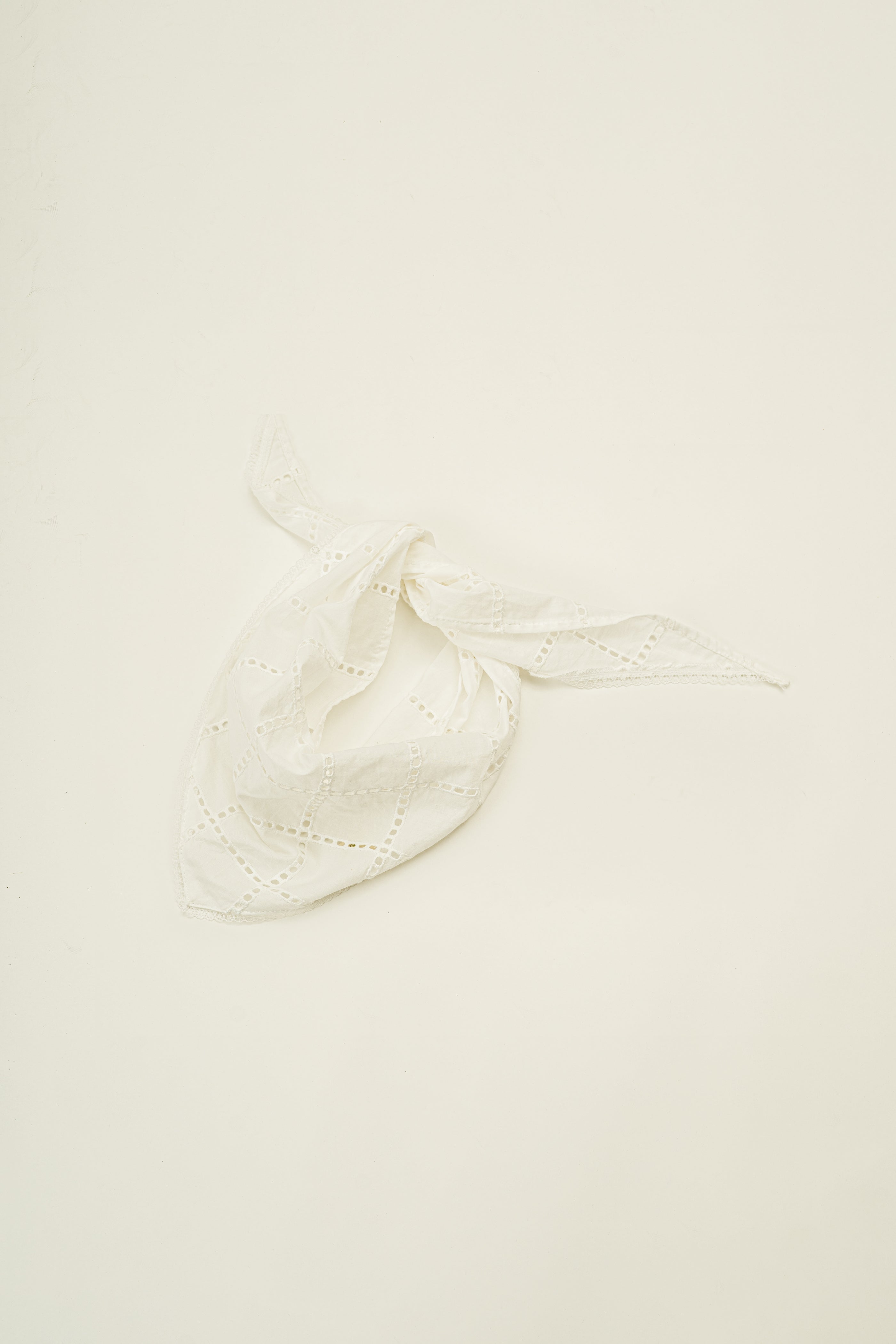 Square Broderie Scarf in White