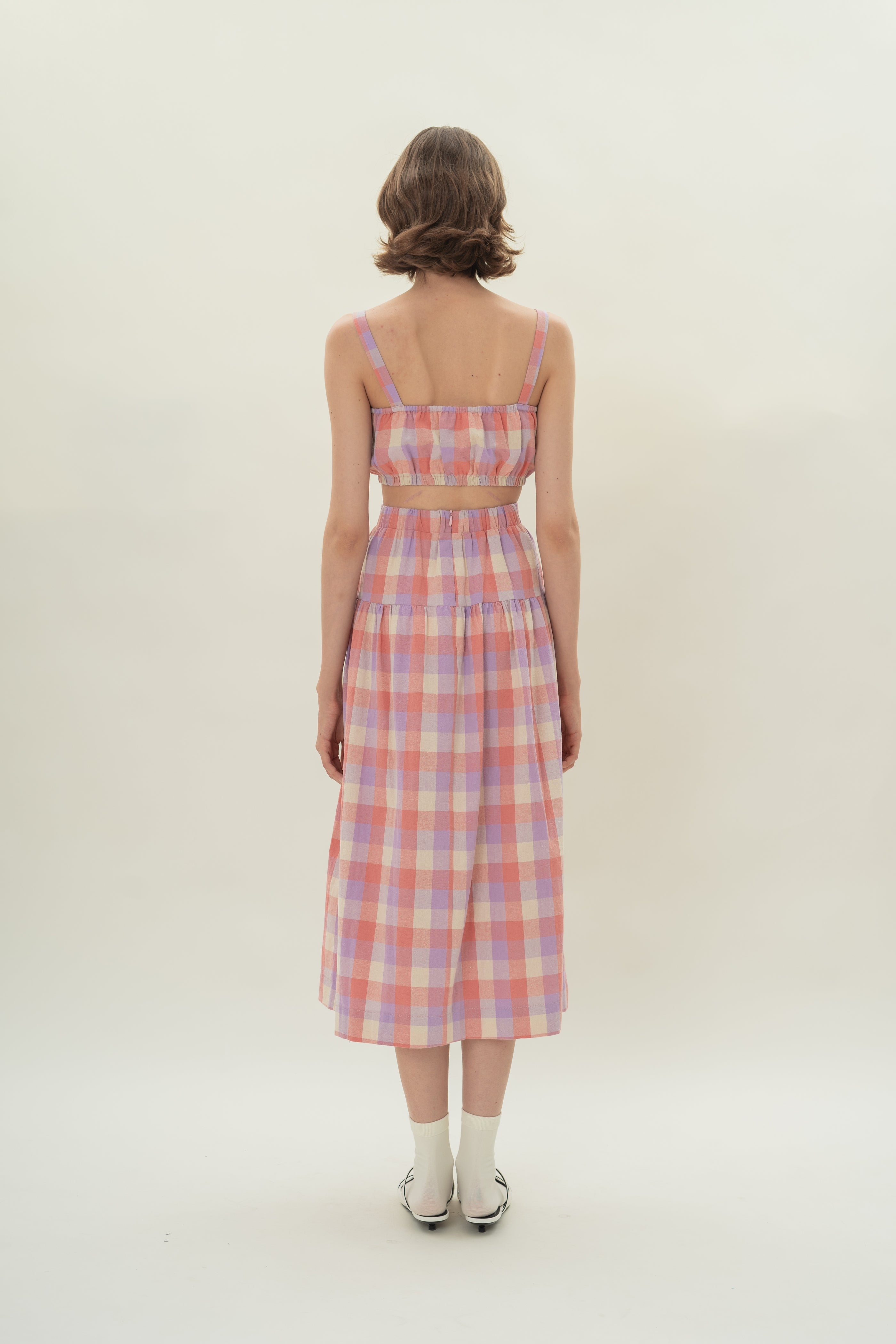 Cropped Bubble Top in Joie Gingham