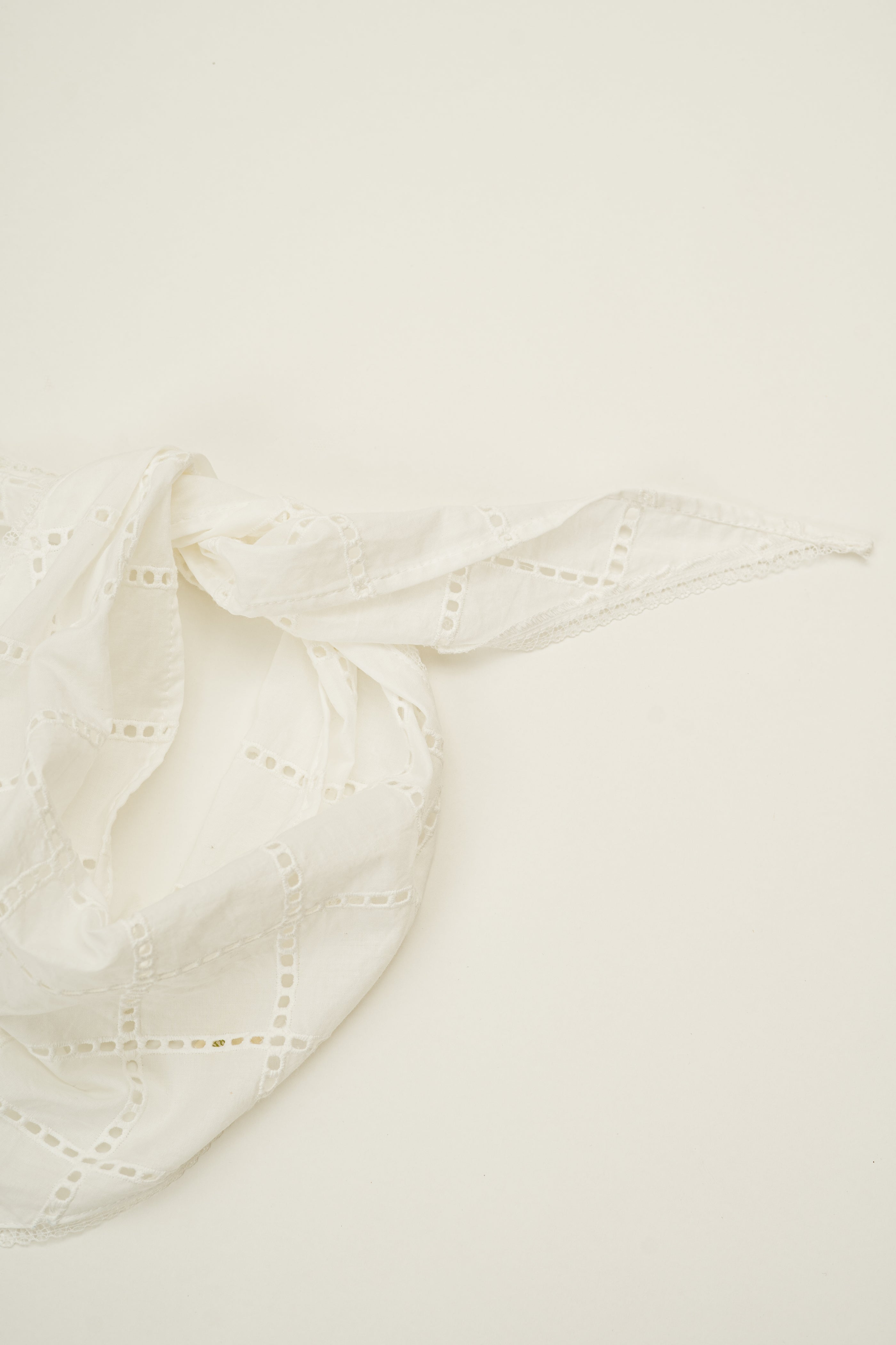 Square Broderie Scarf in White