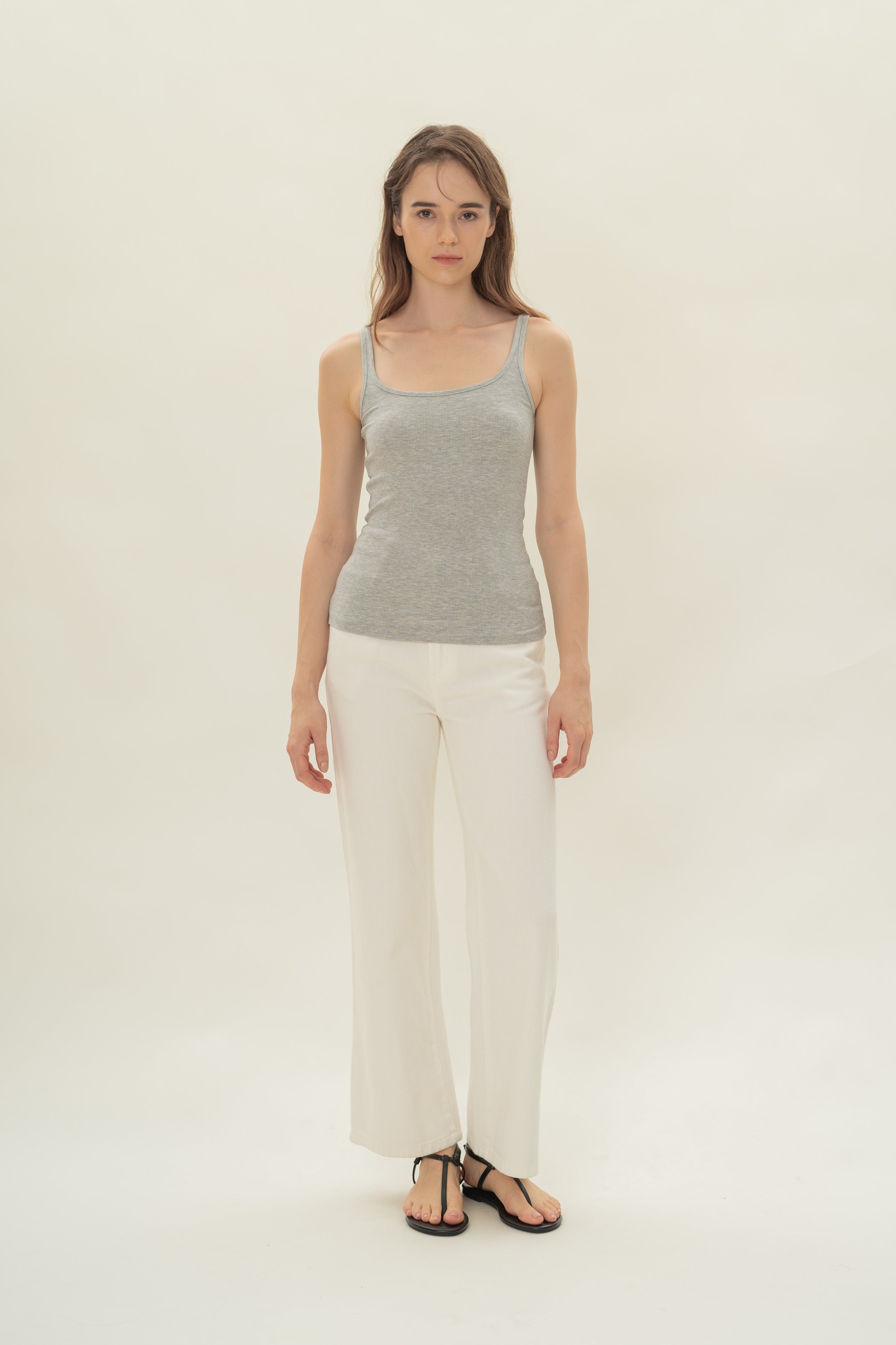 Soft Ribbed Tank Top in Heather Grey