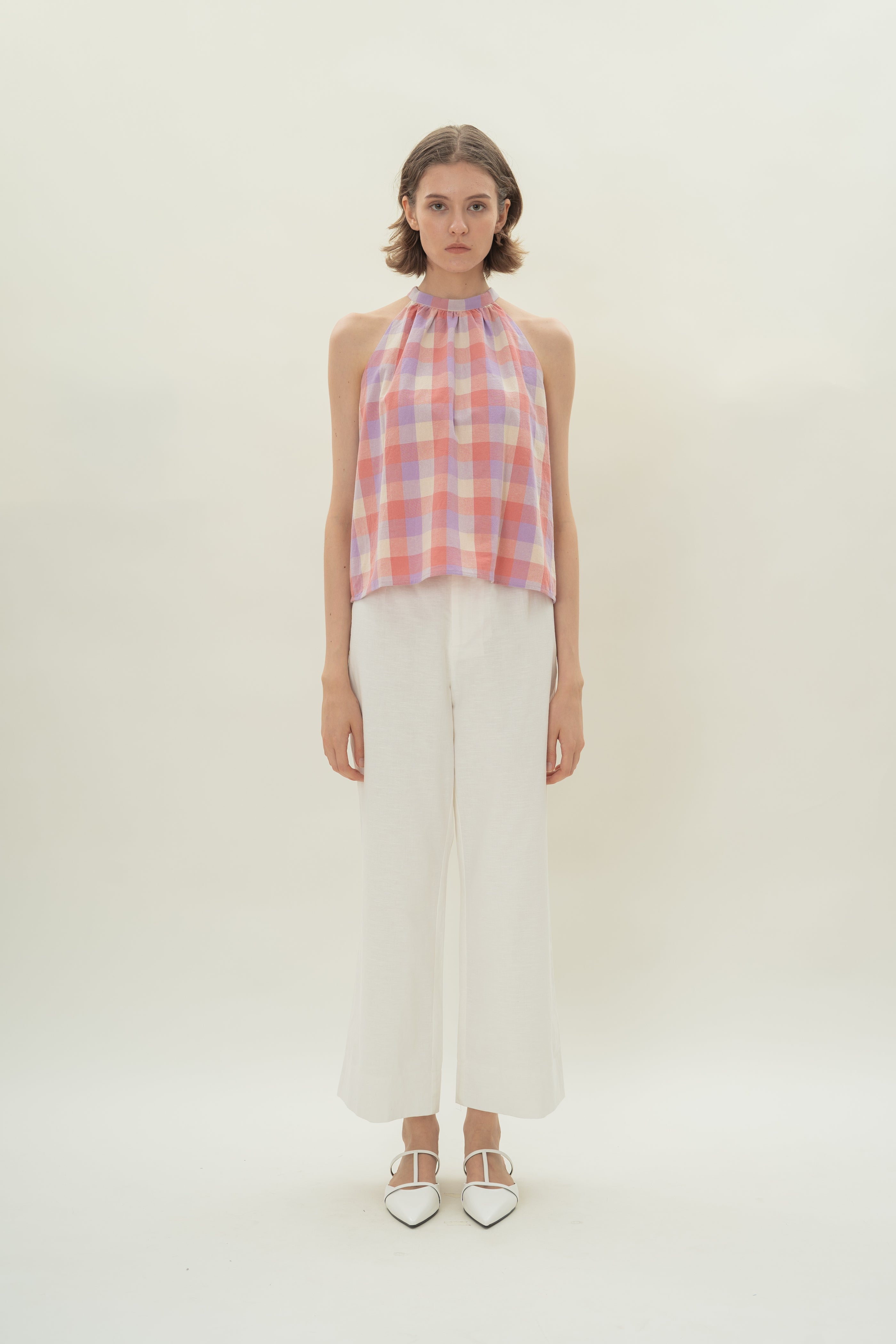 Tie Back Halter Top in Joie Gingham