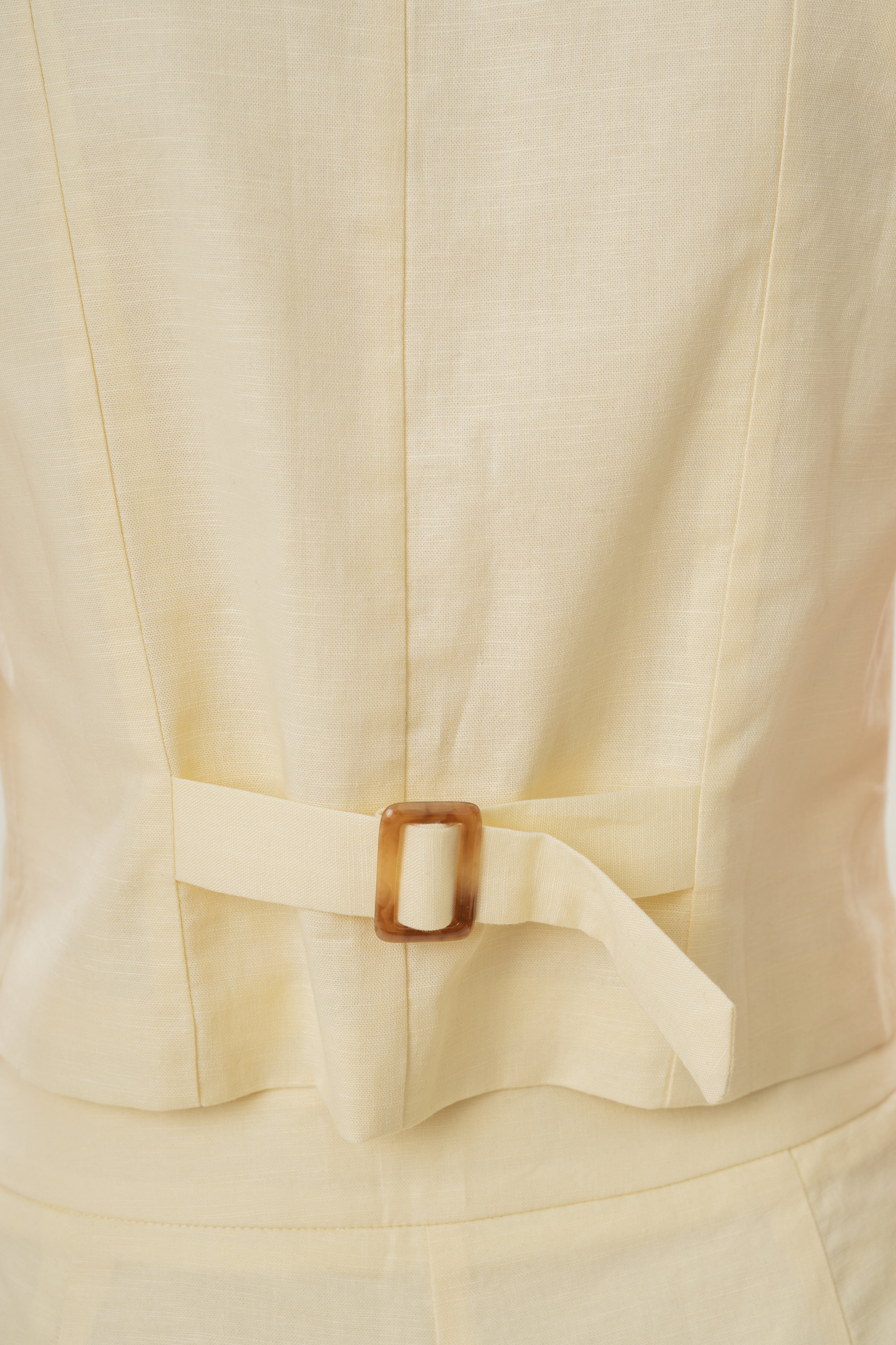 Linen Halter Padded Waistcoat in Eggnog