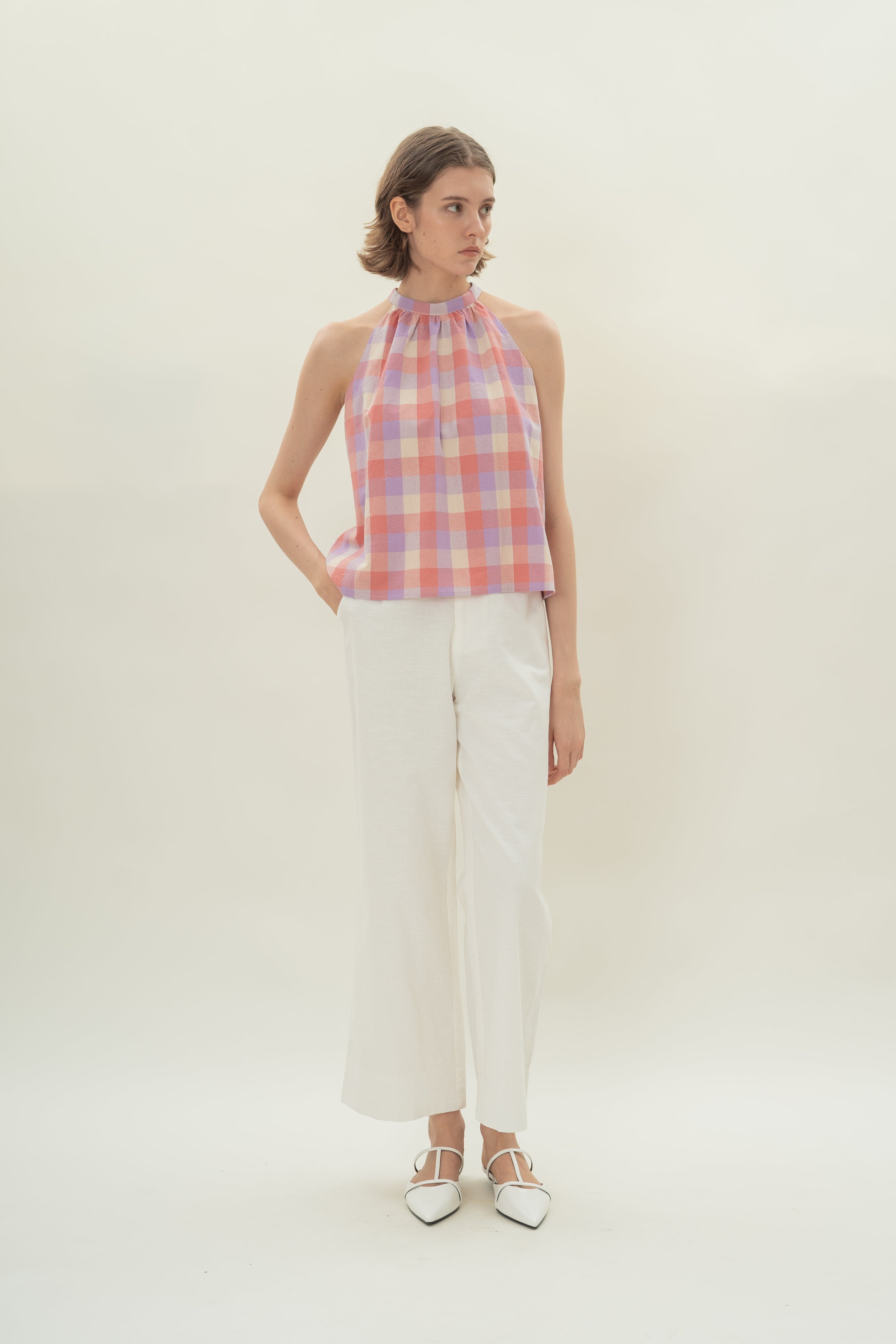 Tie Back Halter Top in Joie Gingham