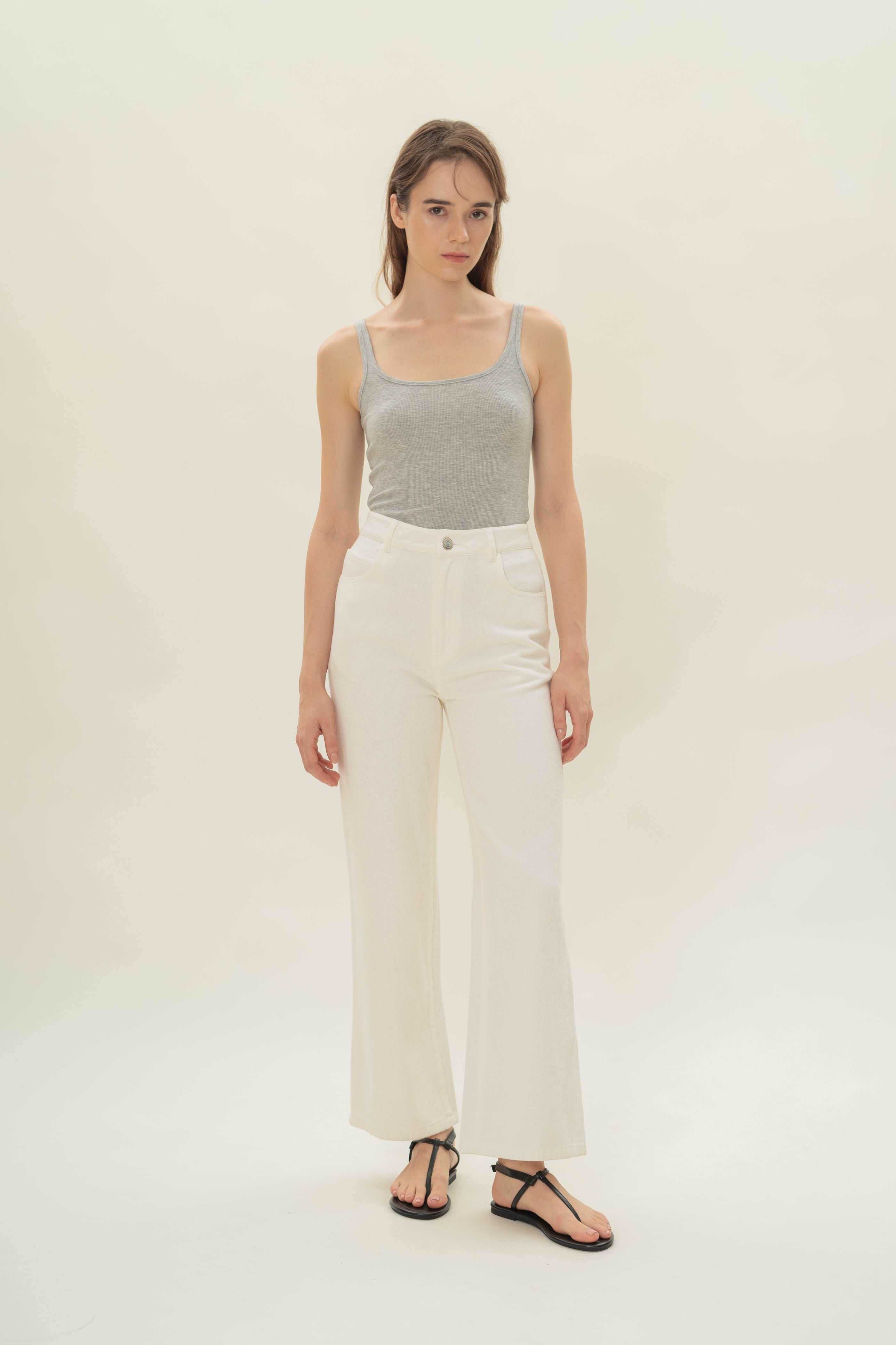 Soft Ribbed Tank Top in Heather Grey