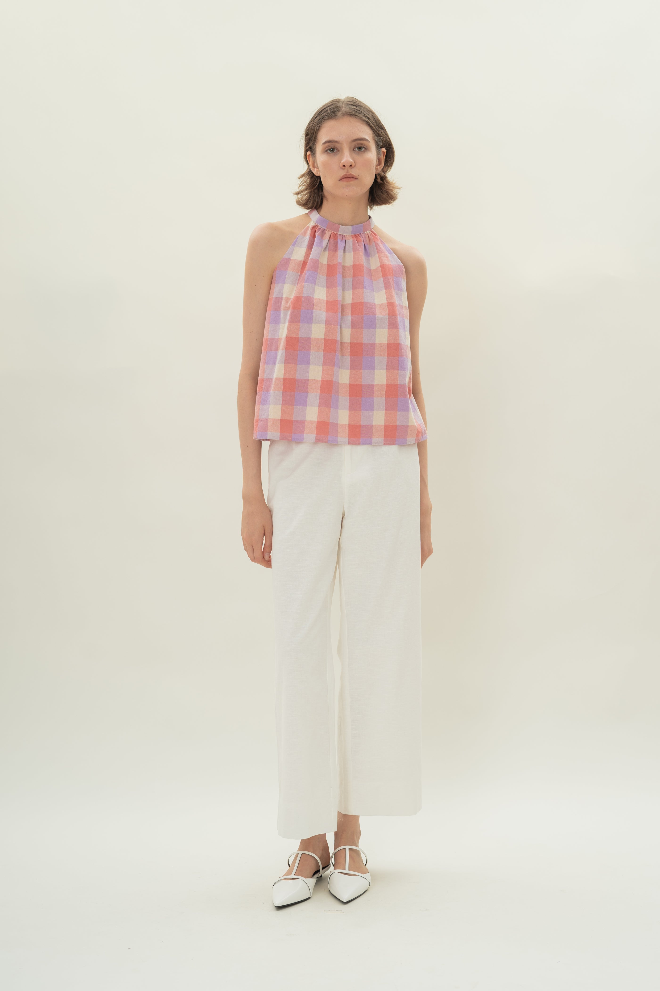 Tie Back Halter Top in Joie Gingham