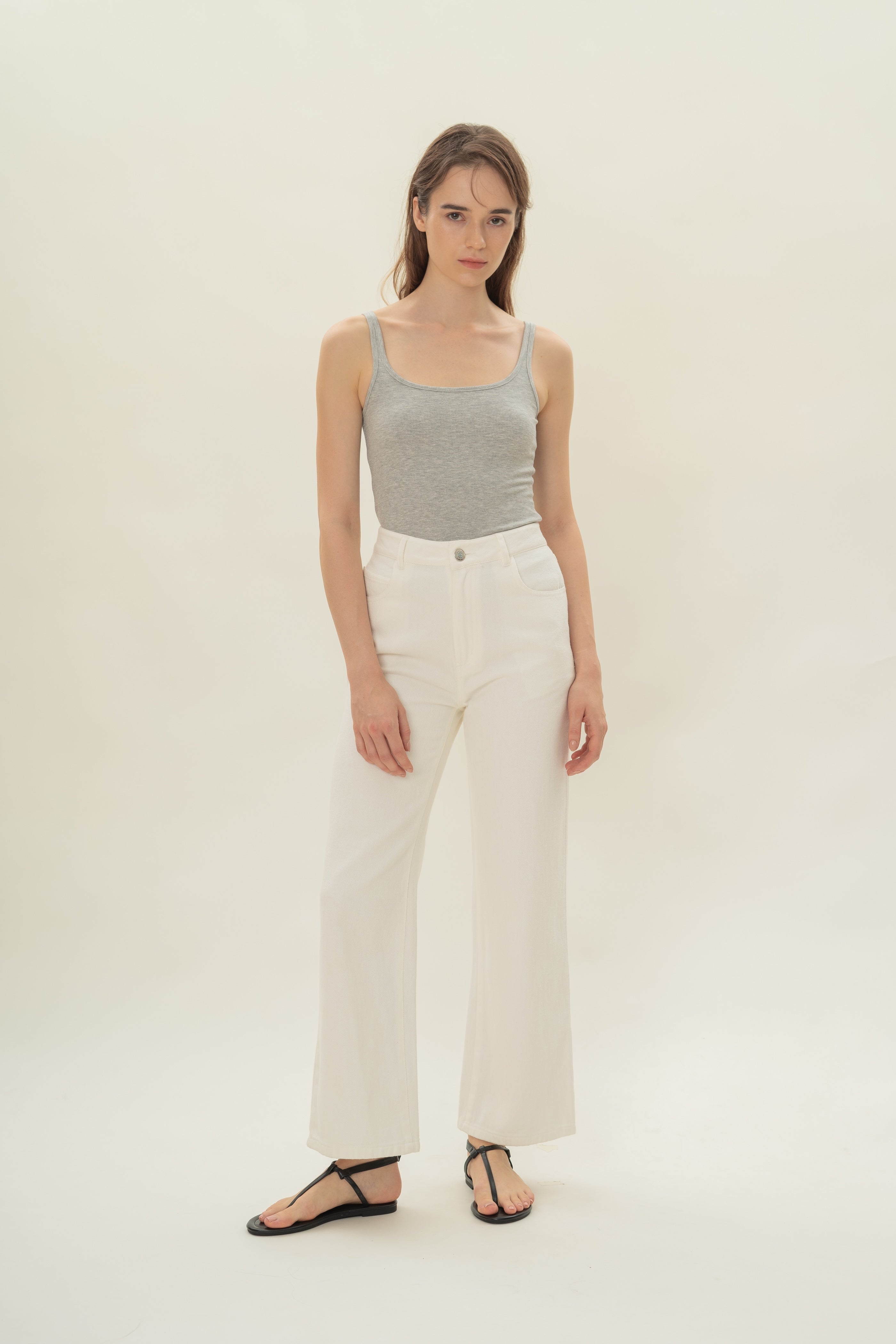 Soft Ribbed Tank Top in Heather Grey
