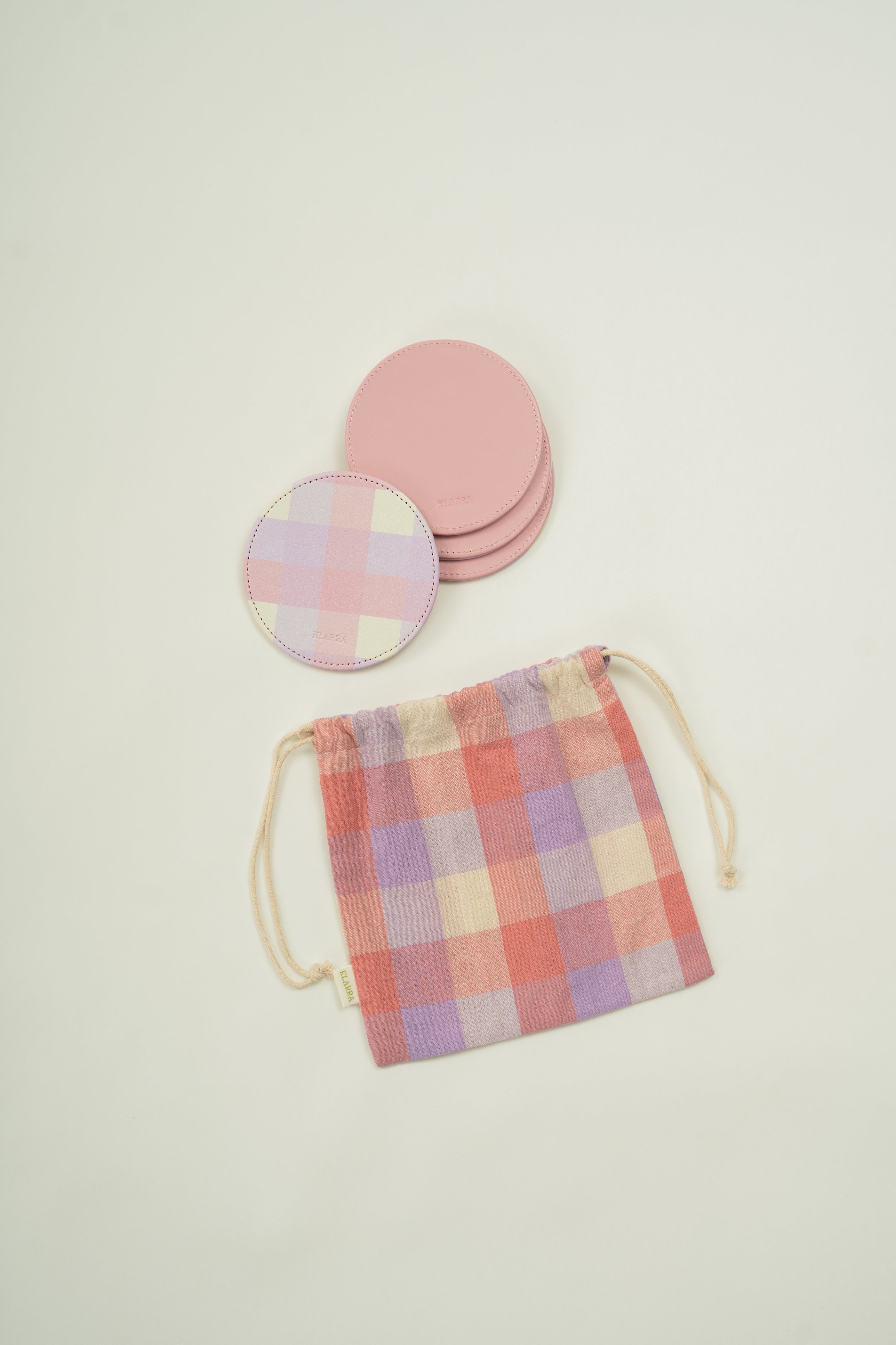 Reversible Coaster Set in Joie Gingham