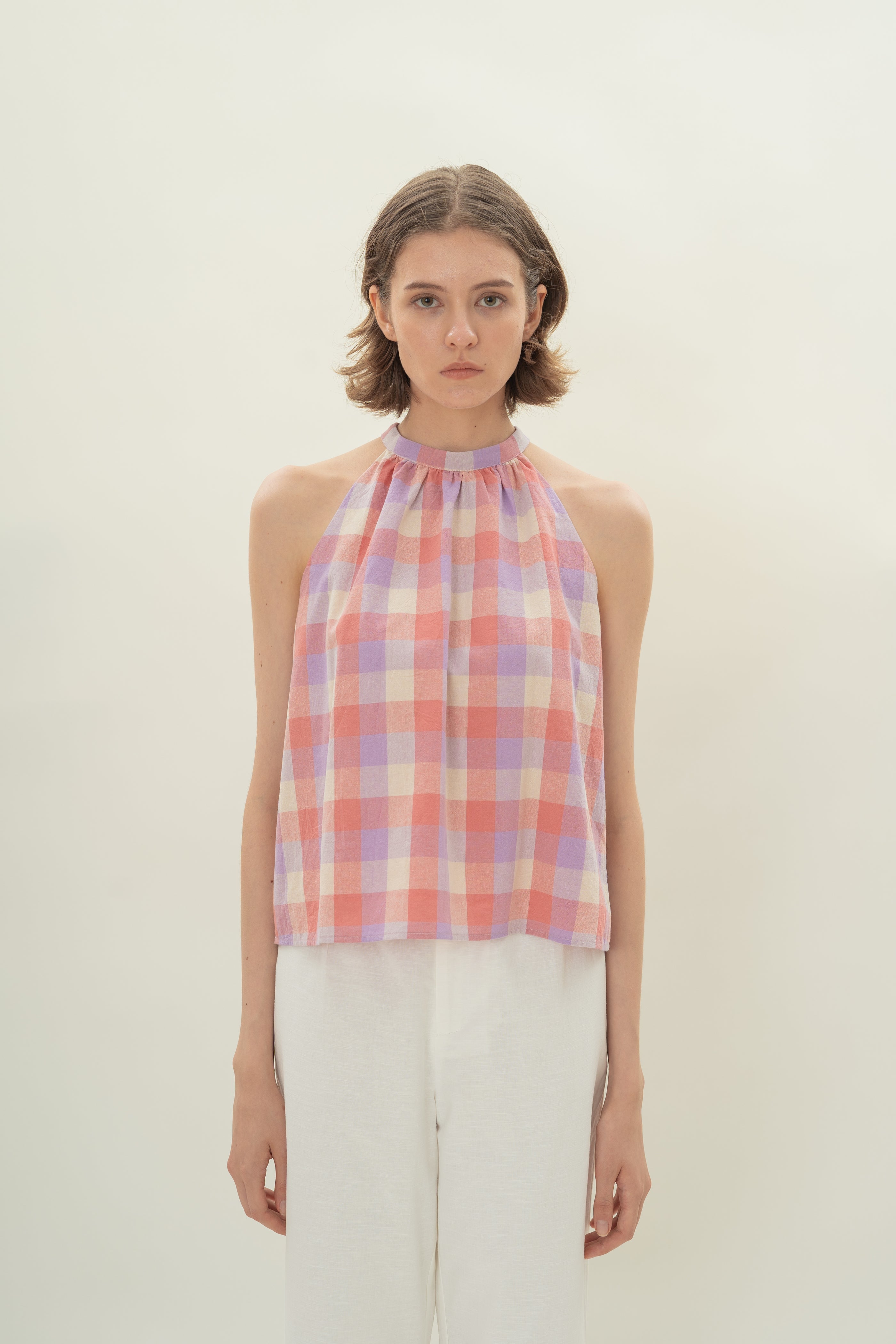 Tie Back Halter Top in Joie Gingham