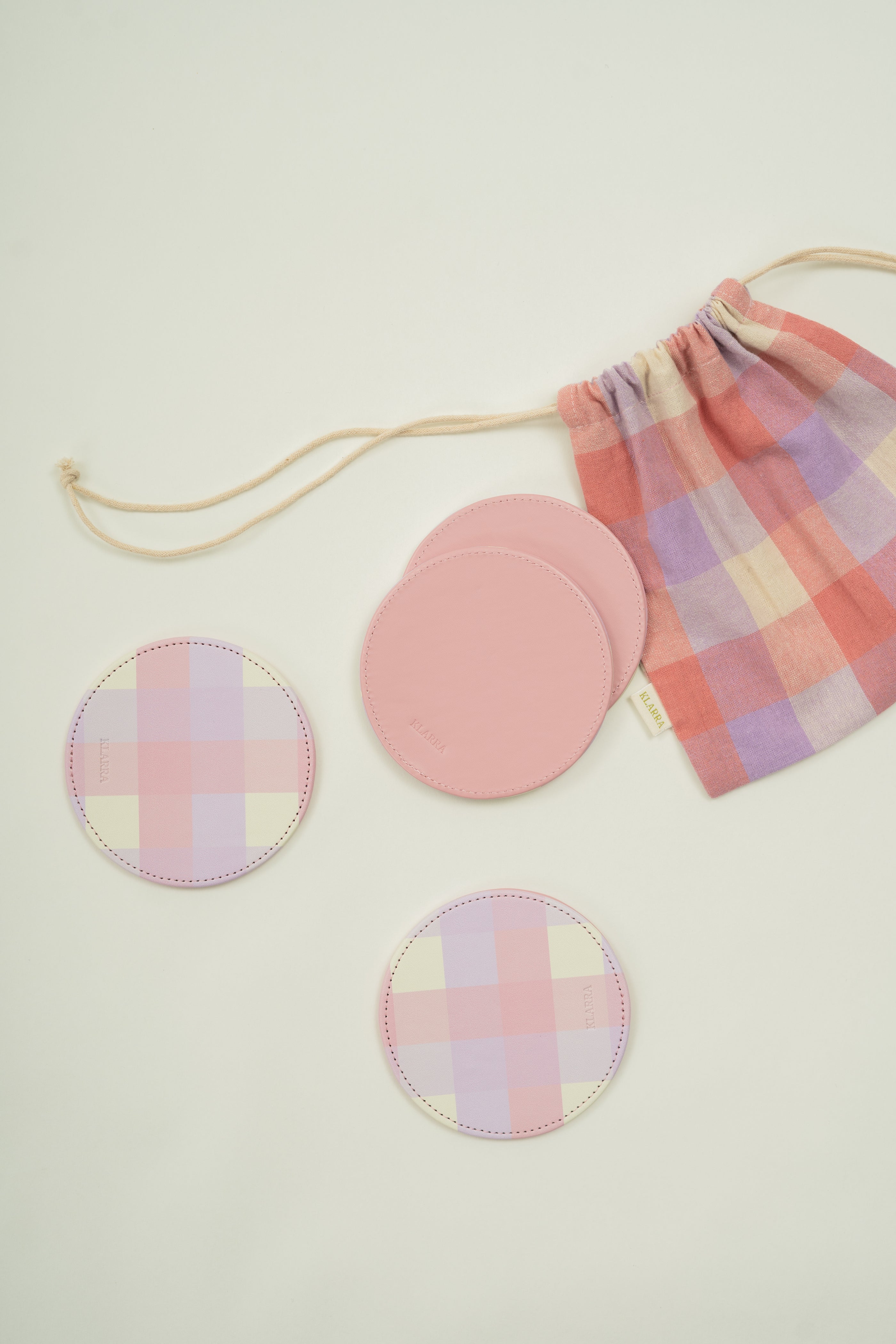 Reversible Coaster Set in Joie Gingham