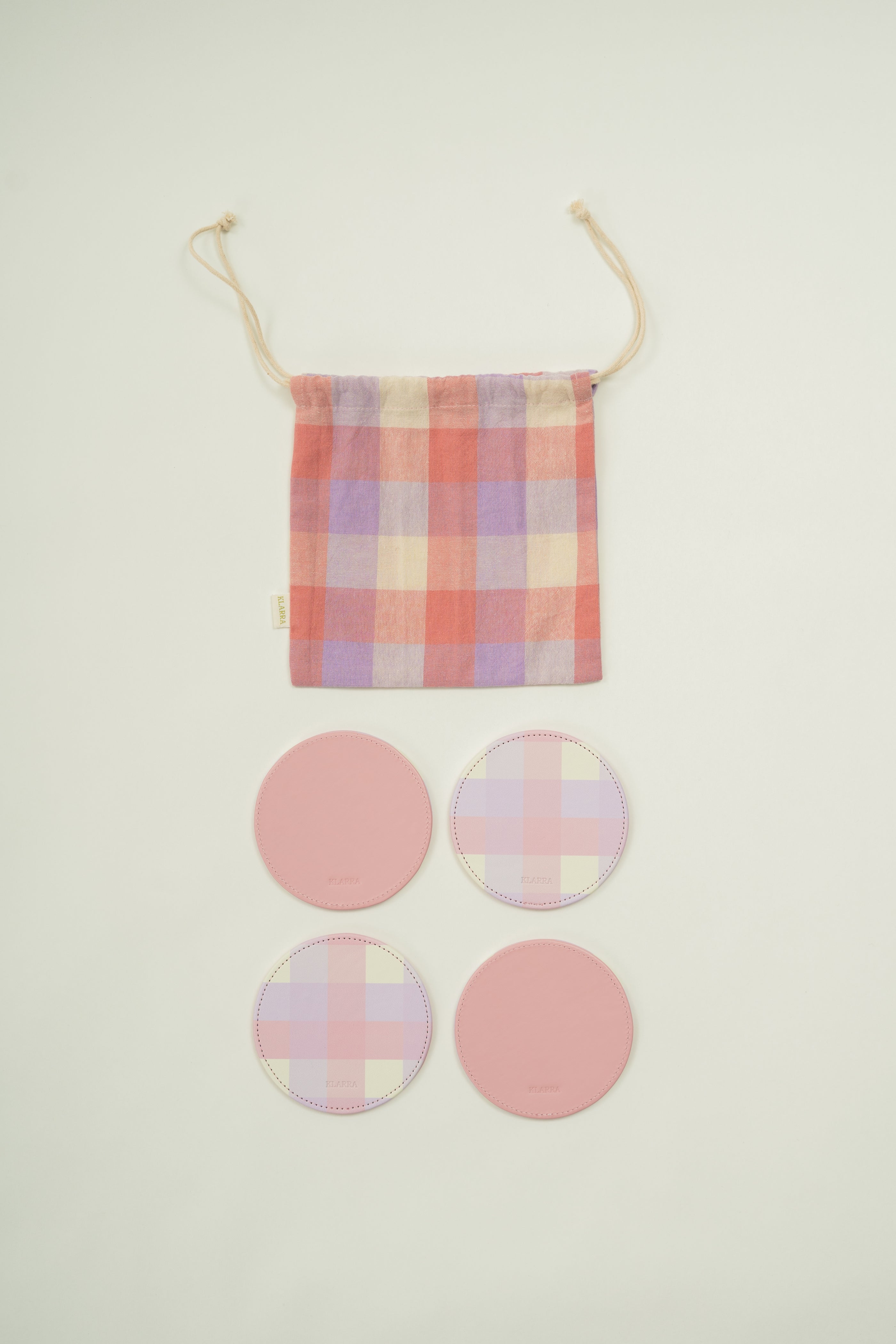 Reversible Coaster Set in Joie Gingham