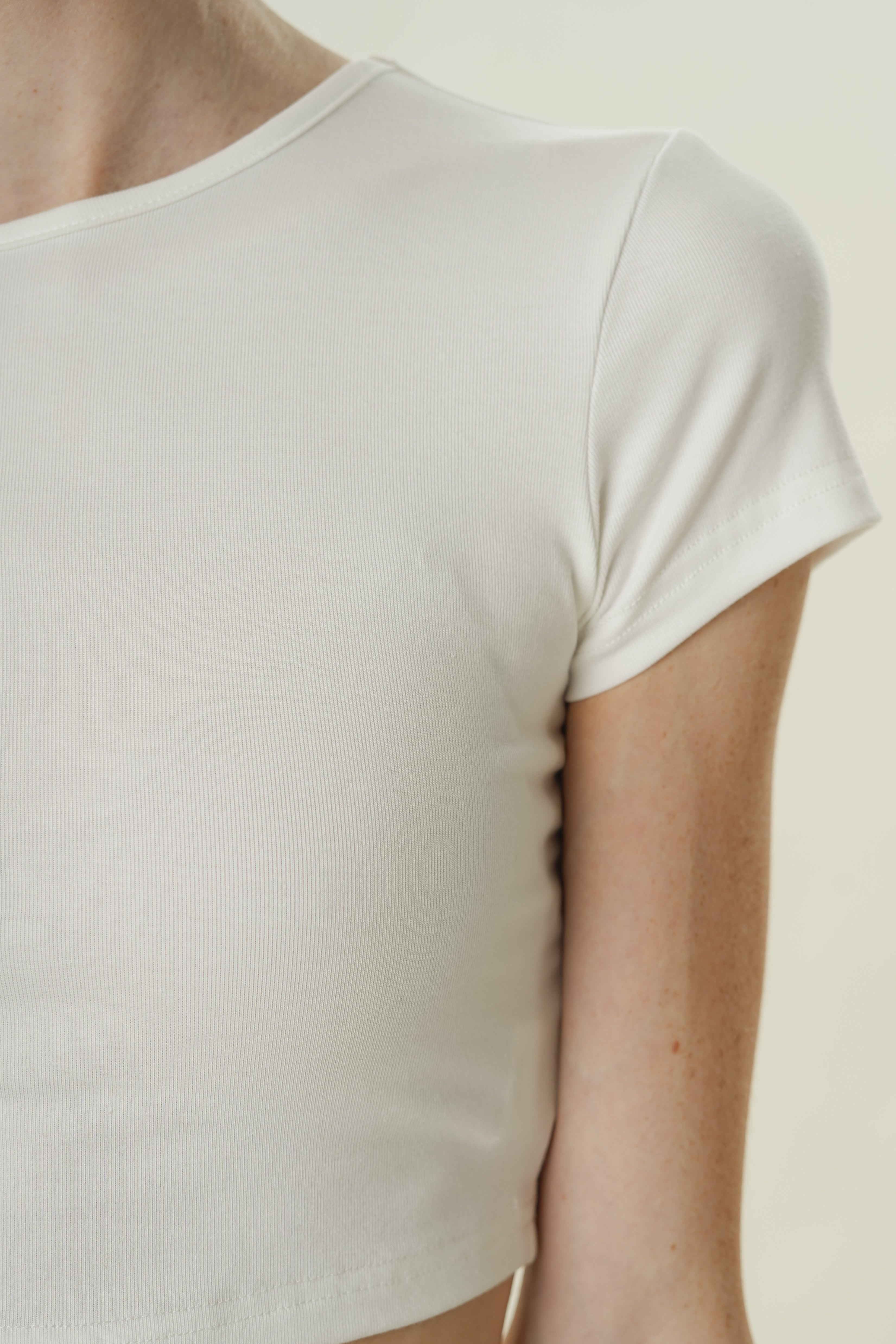 Stretch Cropped Mini Baby Tee in White