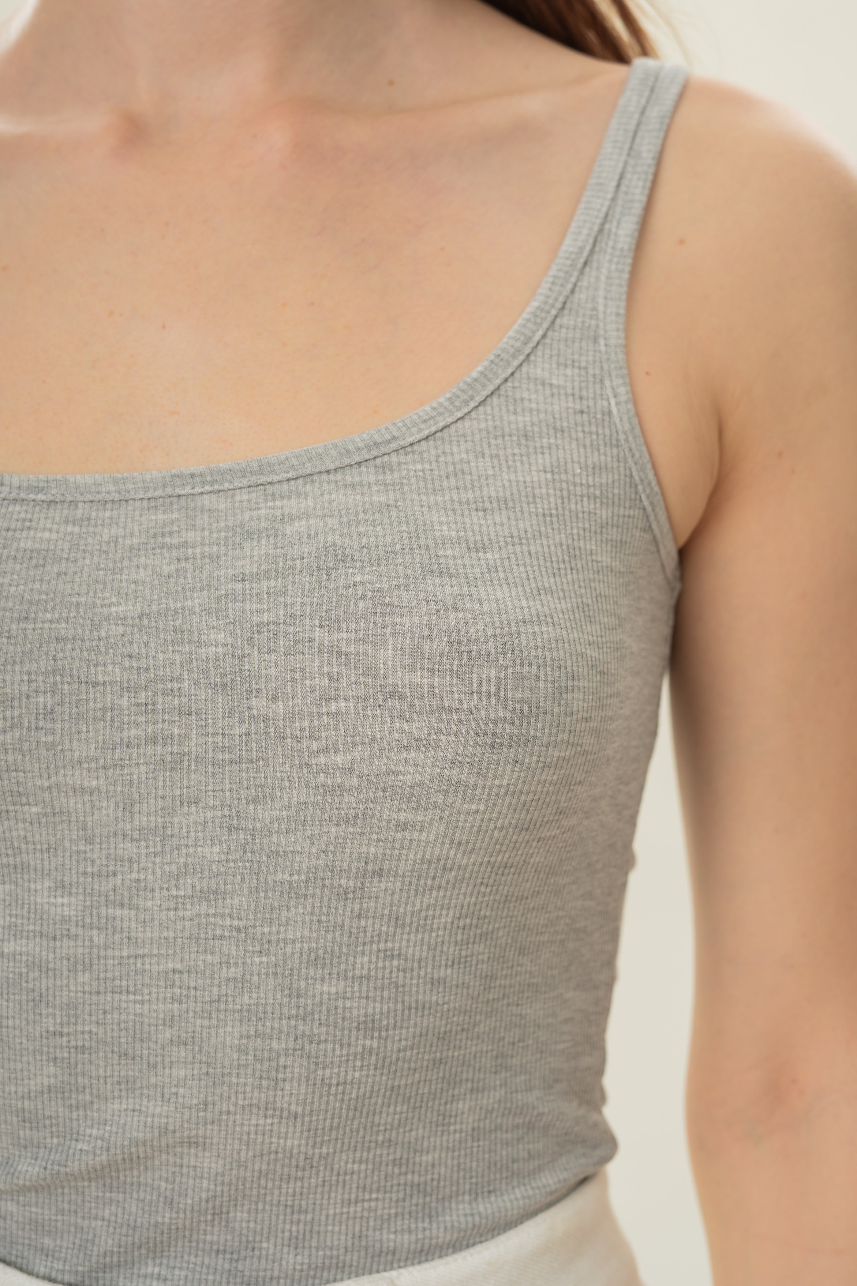 Soft Ribbed Tank Top in Heather Grey