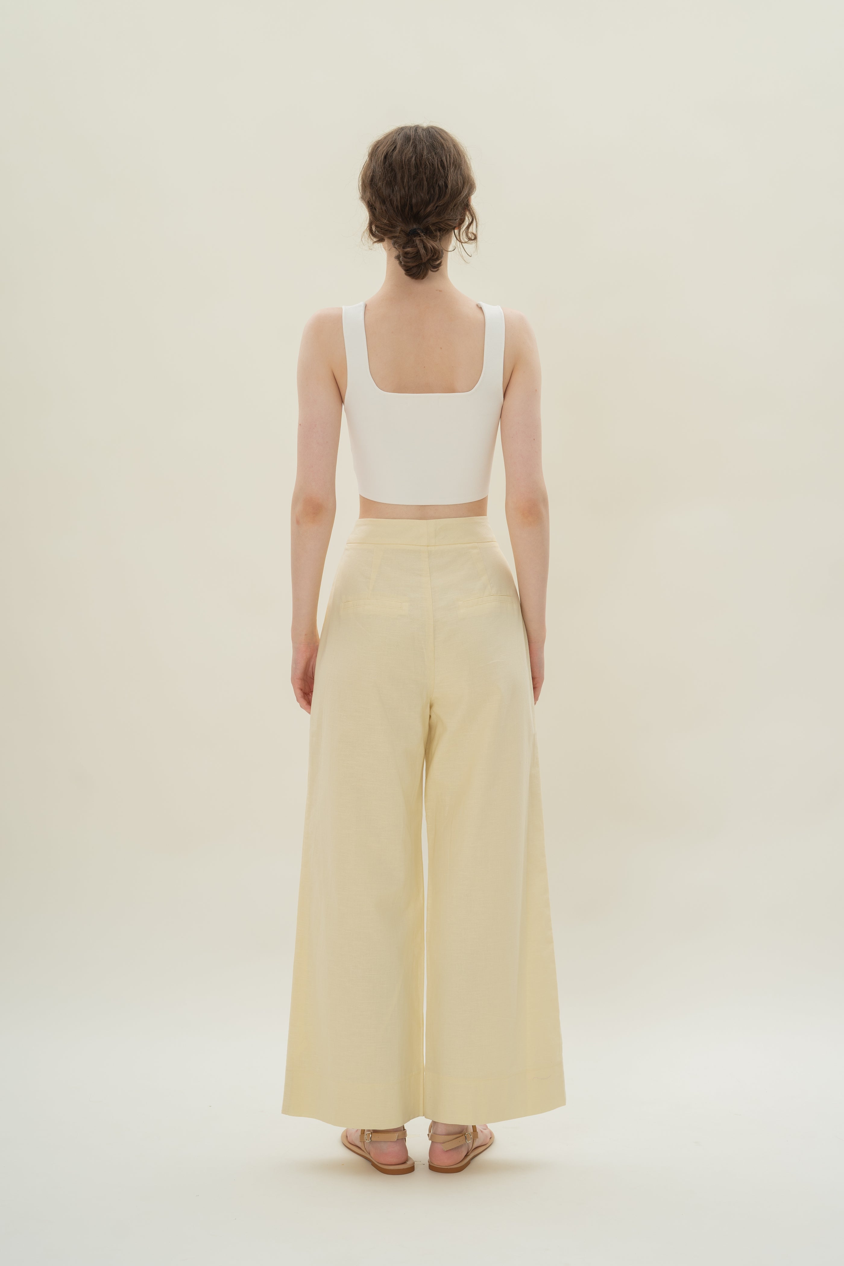 Textured Linen Trousers in Eggnog