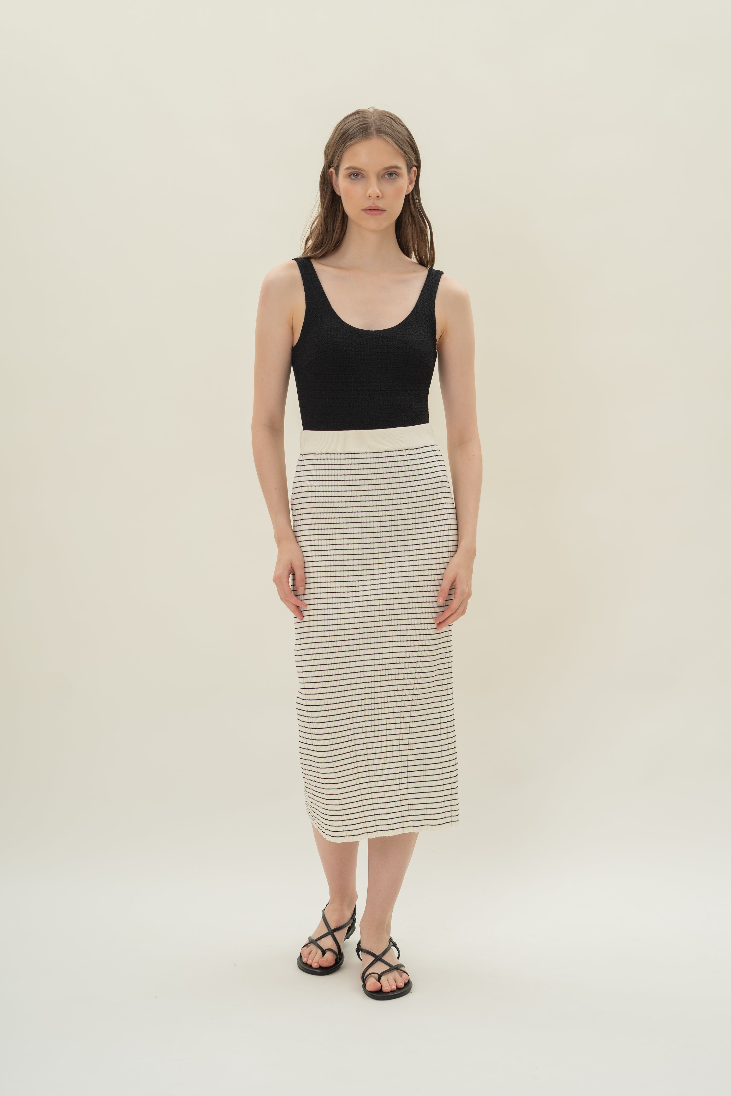 Column Knit Skirt in Stripe