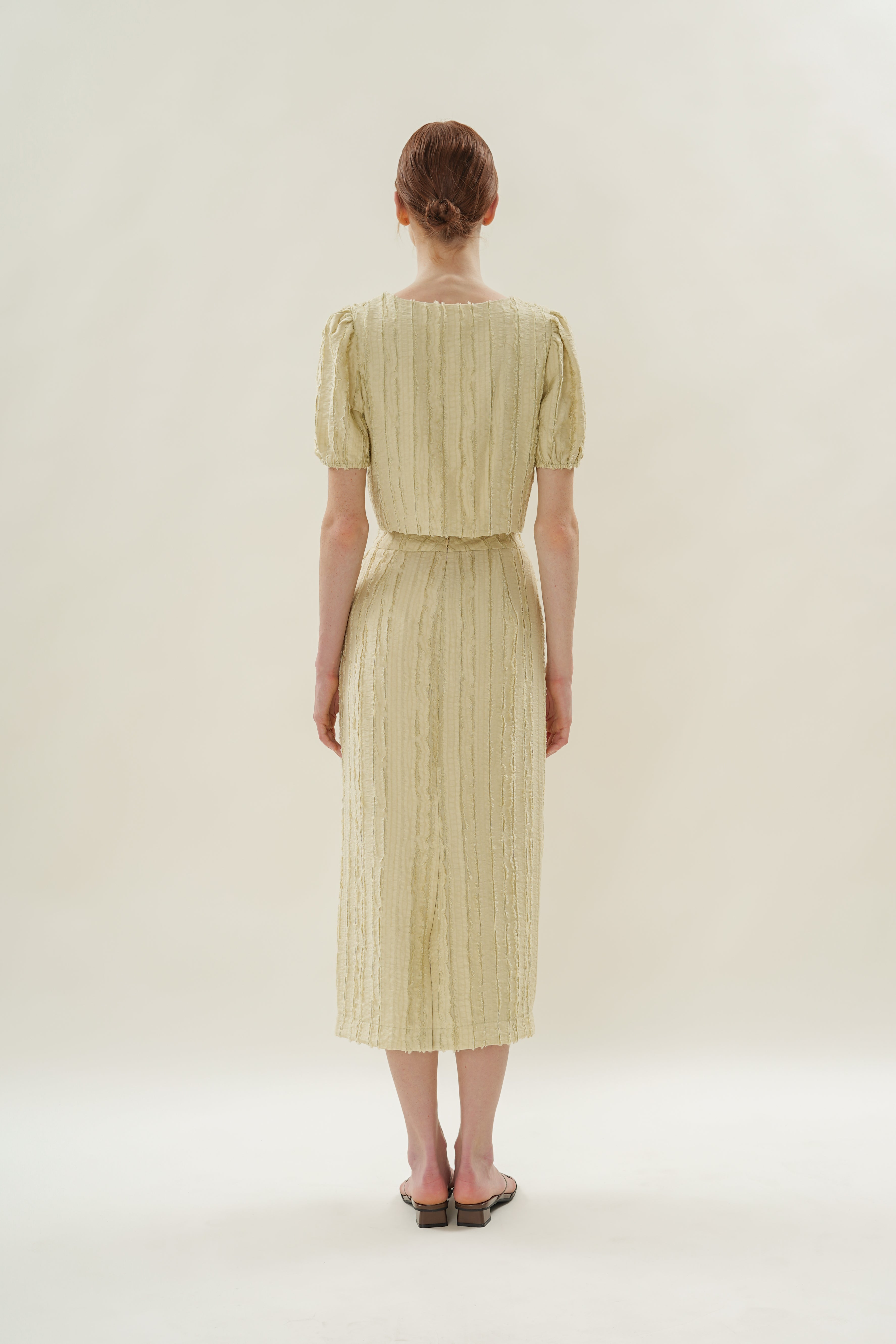 Soft Textured Tie-Detailed Top in Sage