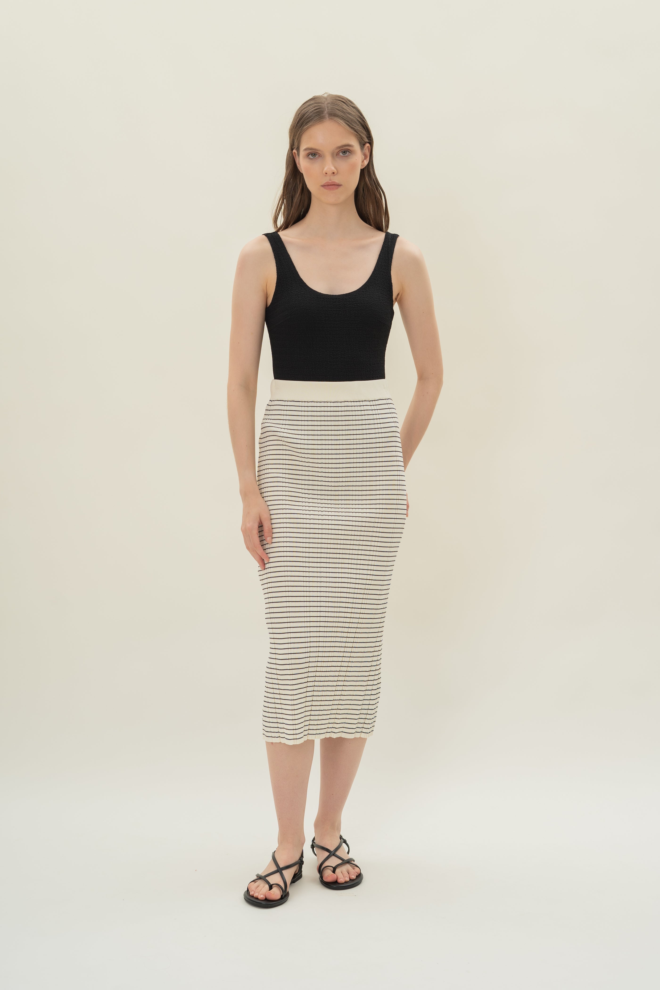 Column Knit Skirt in Stripe