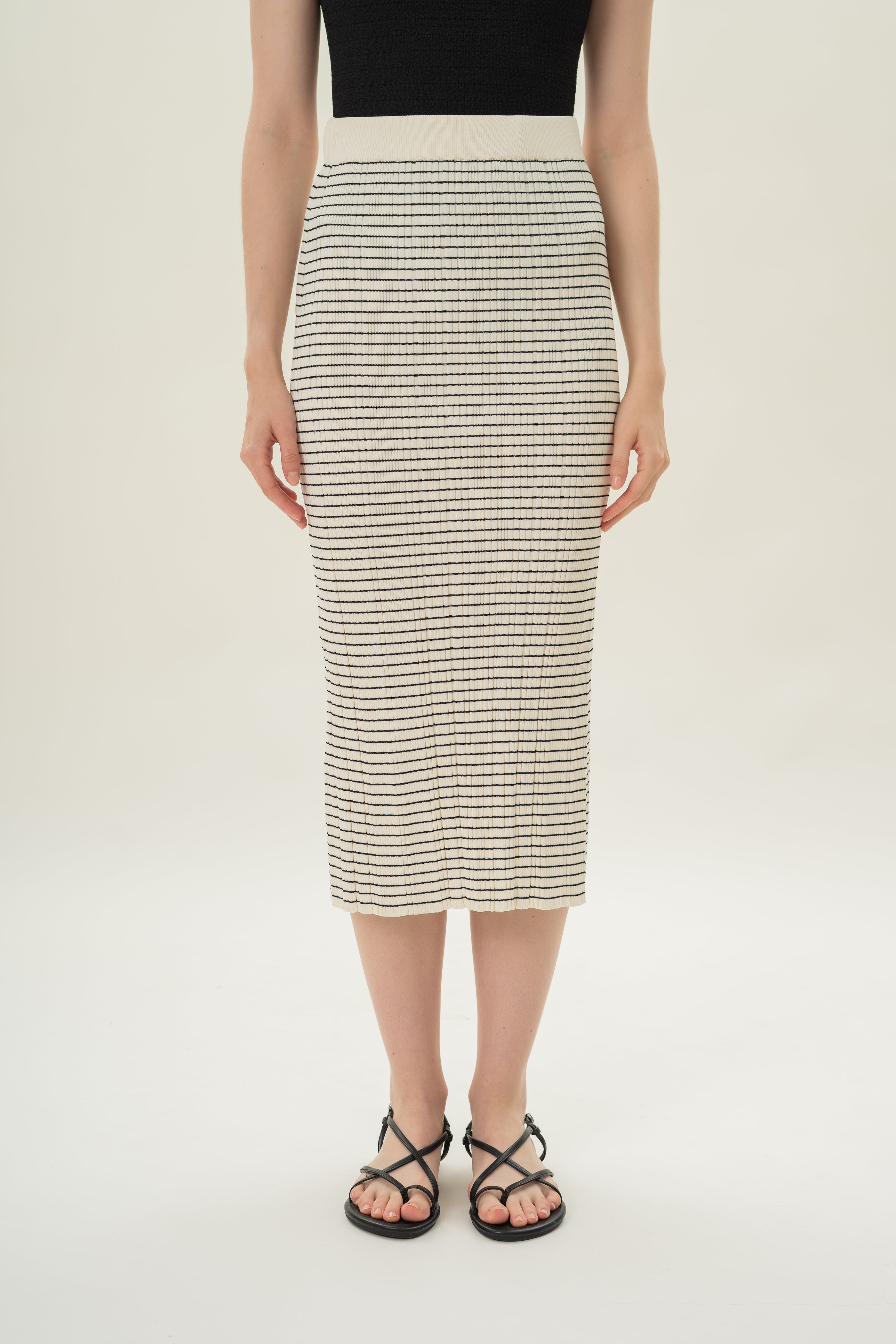 Column Knit Skirt in Stripe