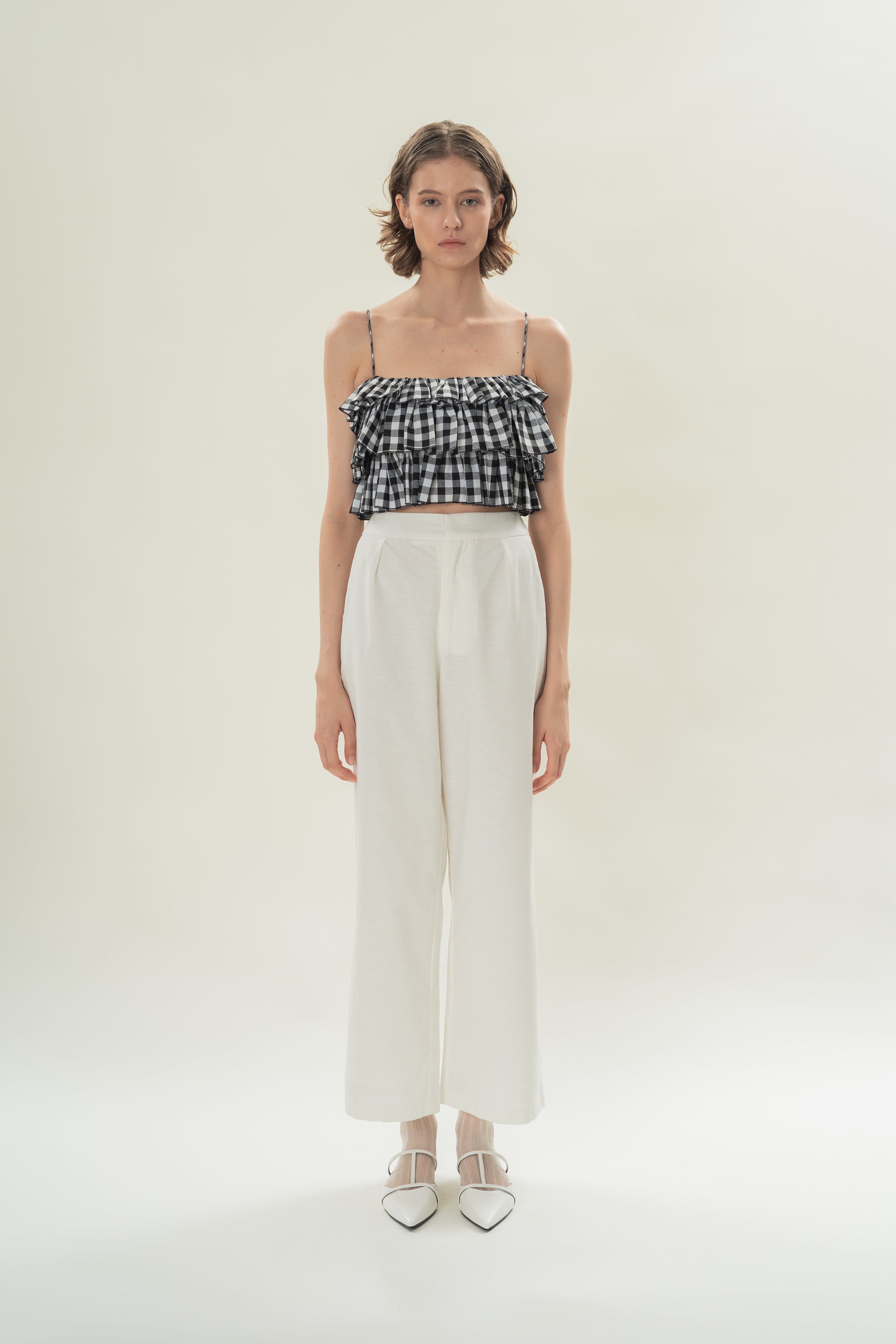 Tiered Ruffle Top in Black Gingham