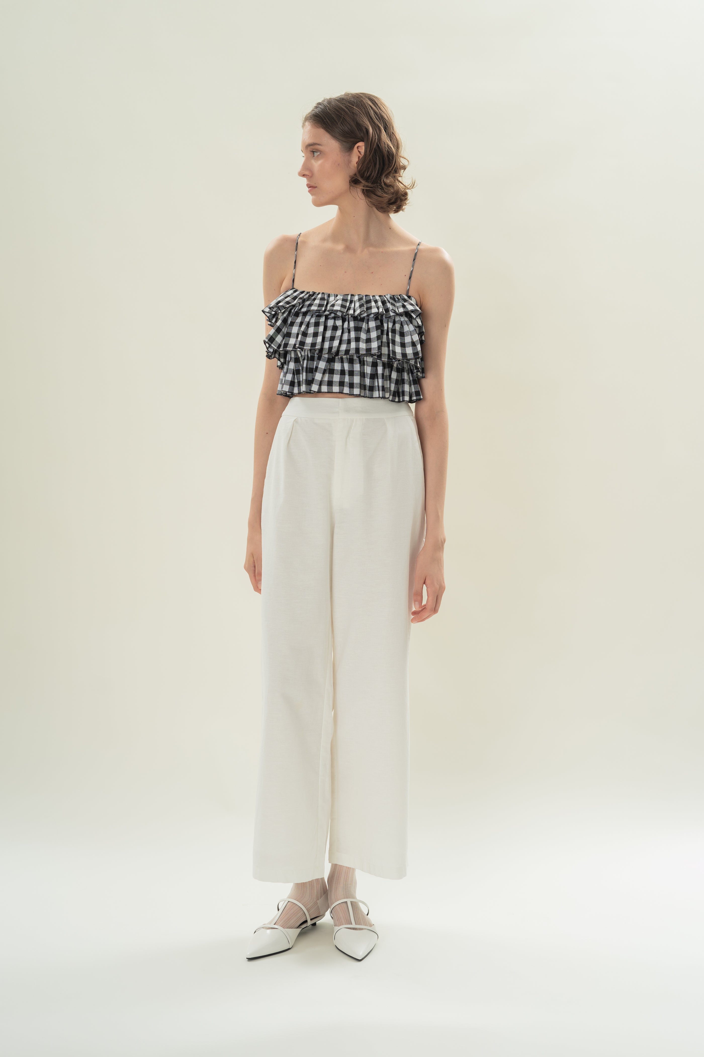 Tiered Ruffle Top in Black Gingham