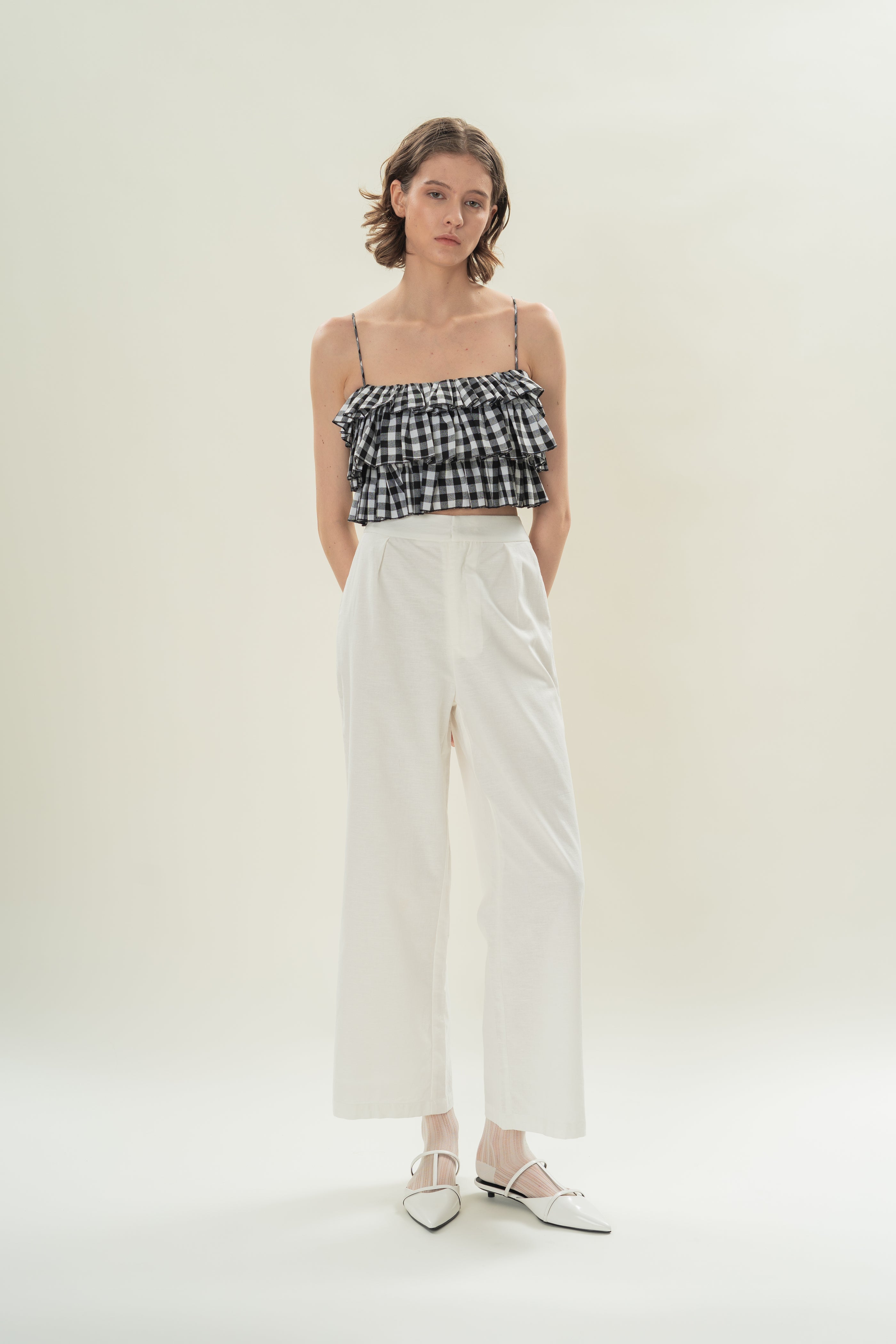 Tiered Ruffle Top in Black Gingham