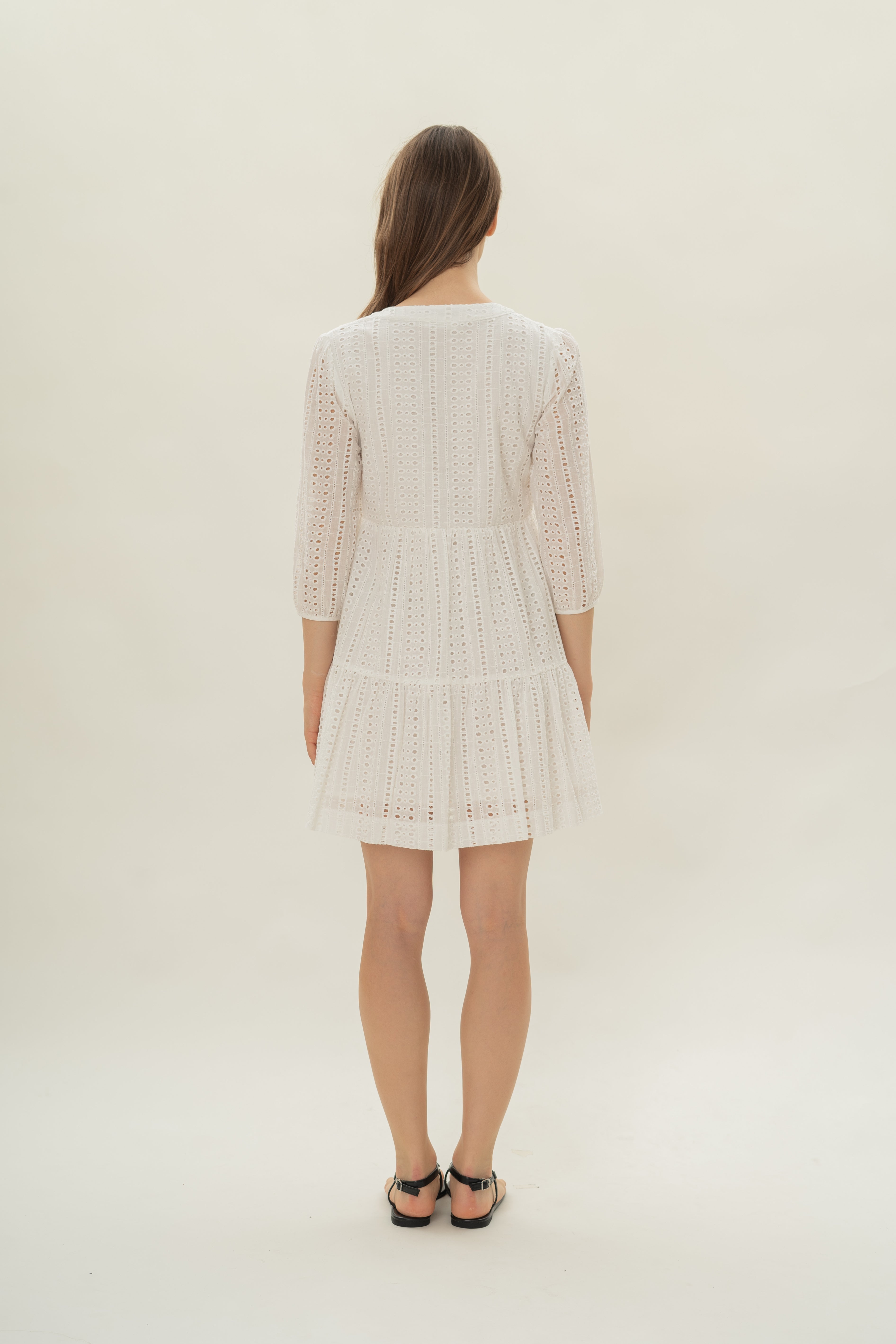 Broderie Anglaise Tiered Dress in White