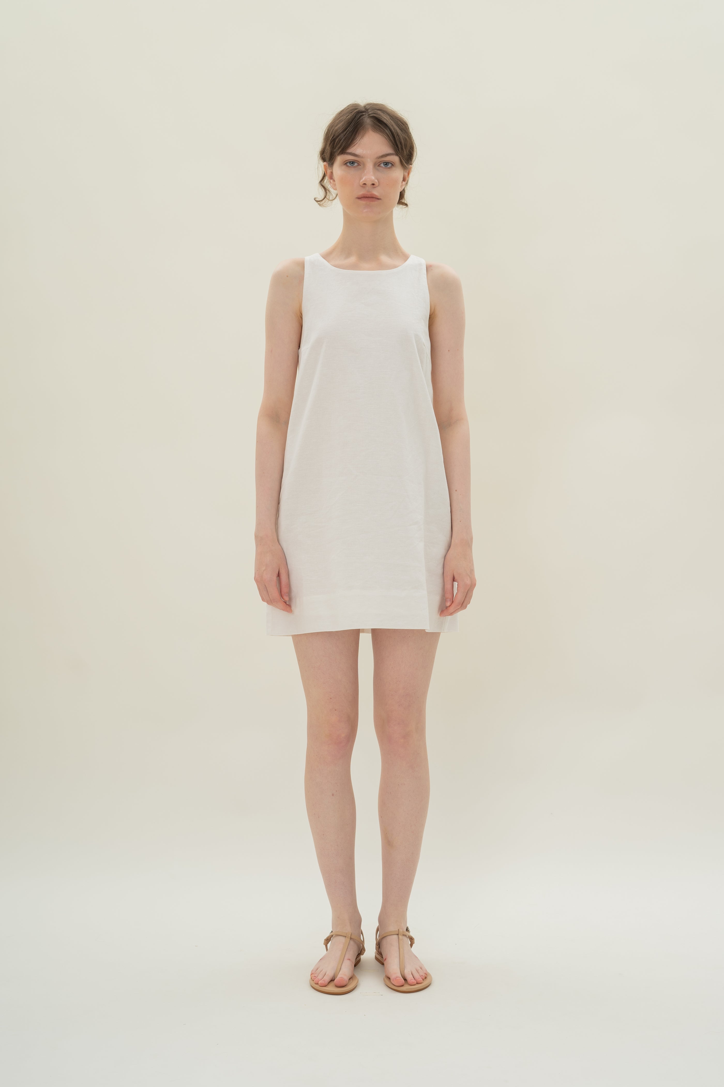 Linen Shift Dress in White