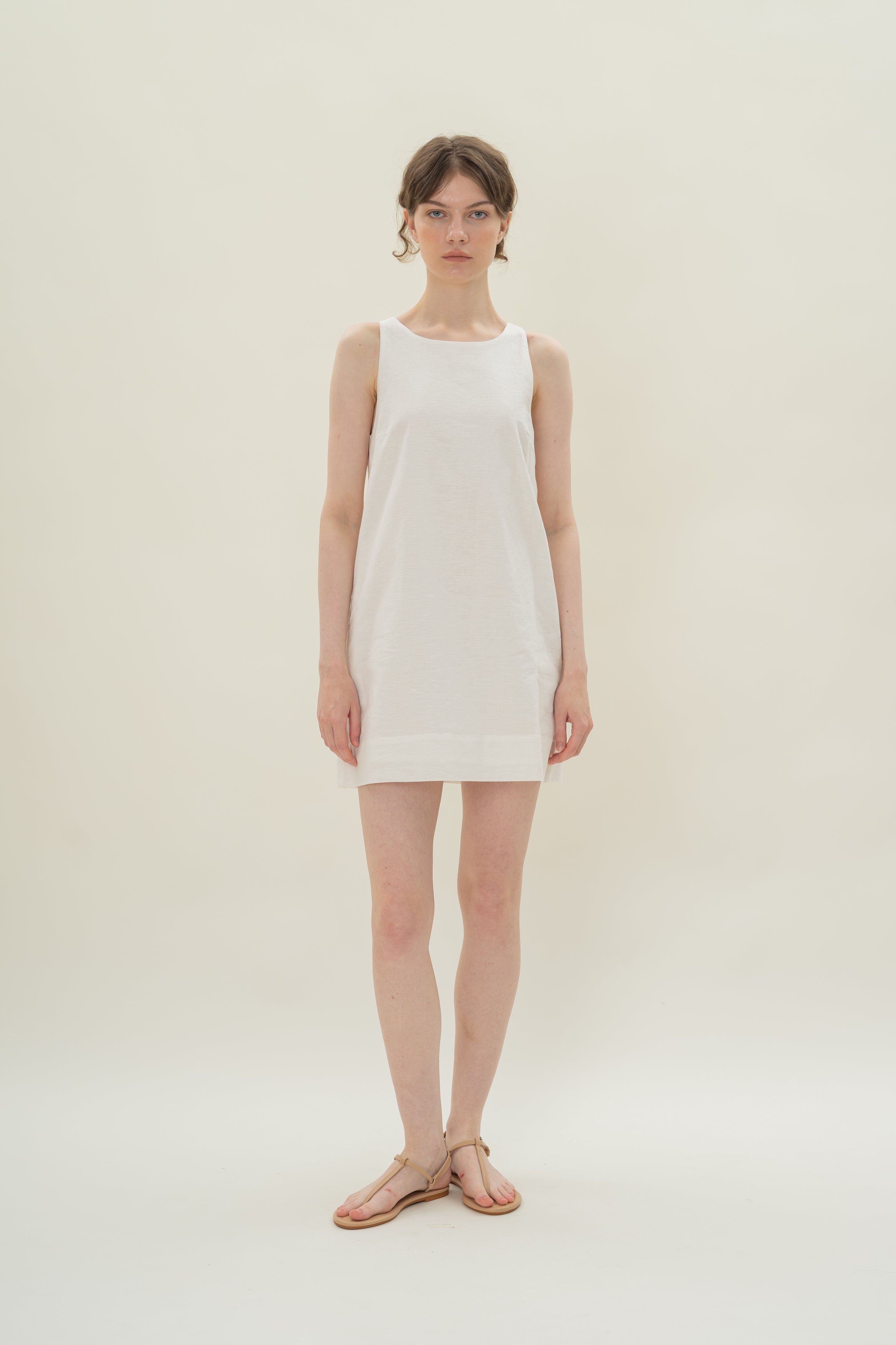 Linen Shift Dress in White