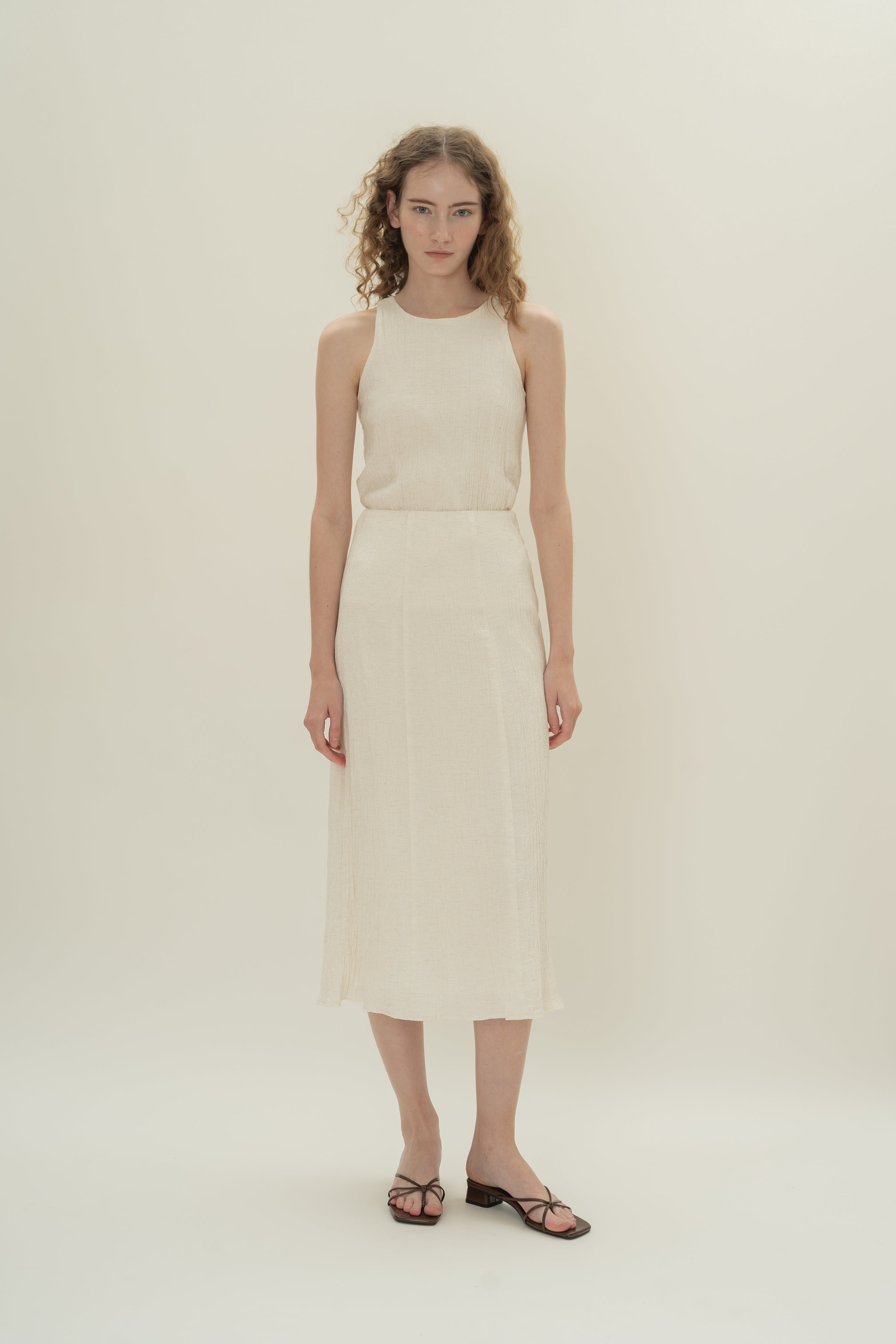 Textured A-Line Skirt in White