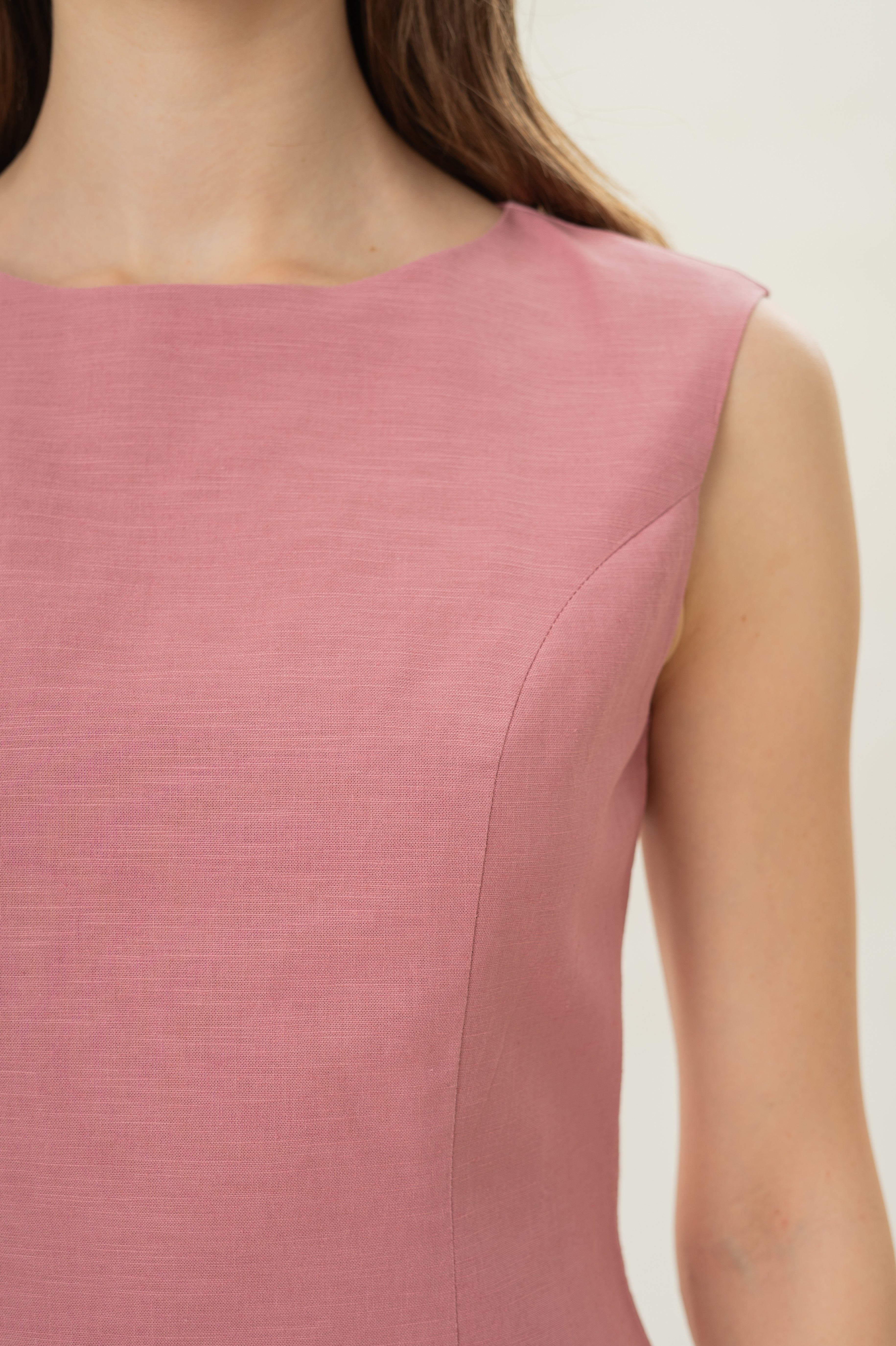 Boat Neck Mini Dress in Hibiscus
