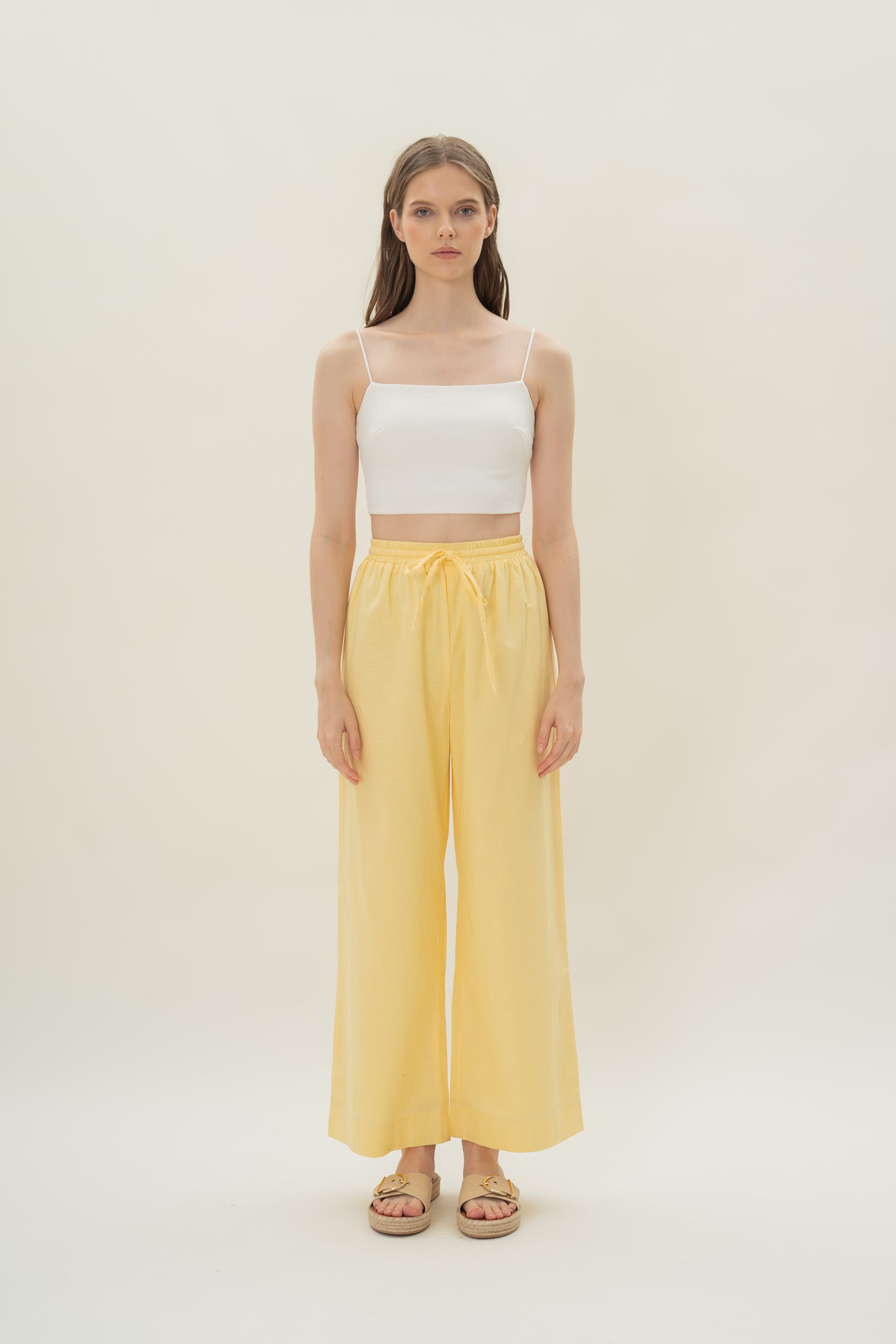 Linen Relaxed Pants in Lemon