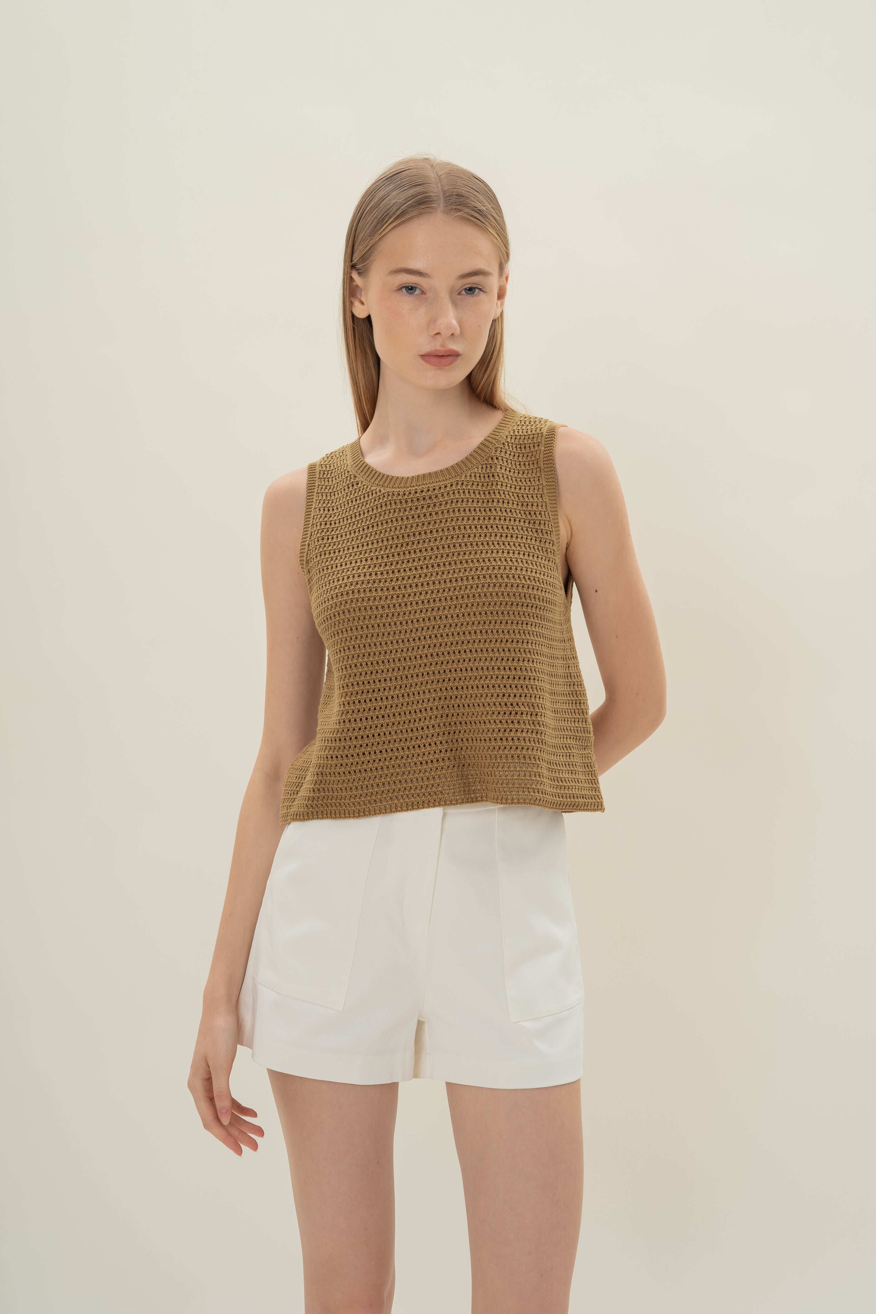 Crochet Sleeveless Top in Dijon