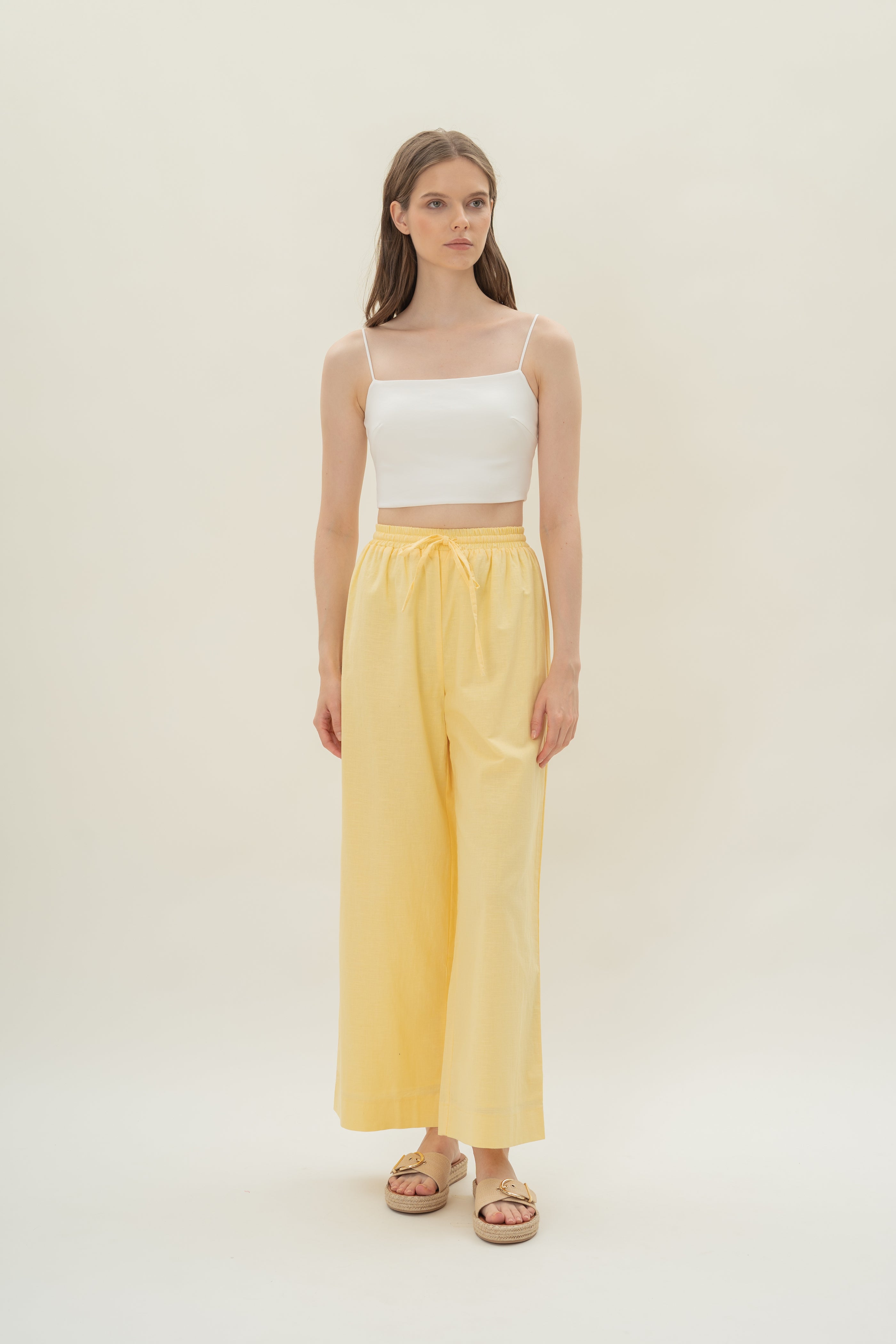 Linen Relaxed Pants in Lemon