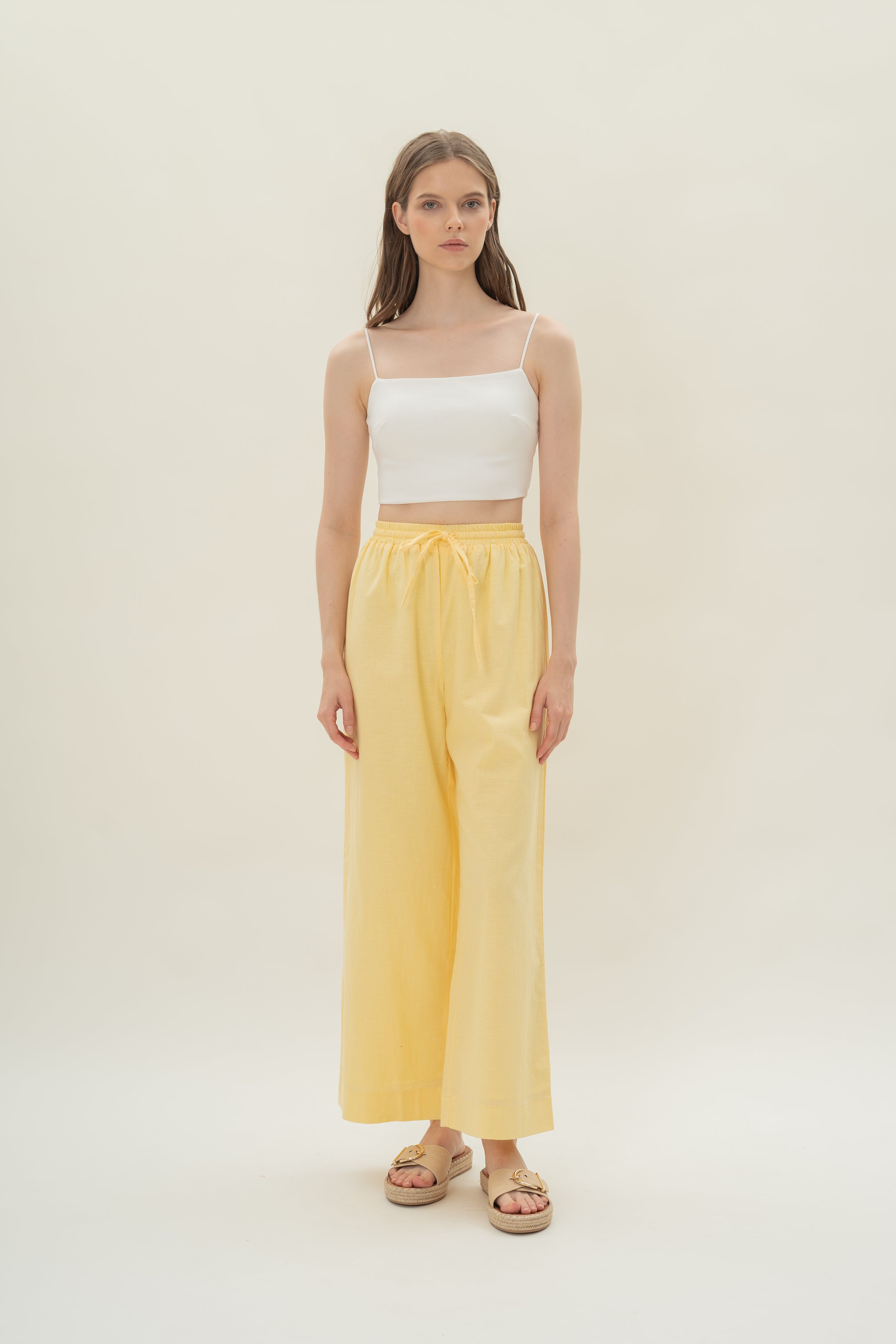 Linen Relaxed Pants in Lemon