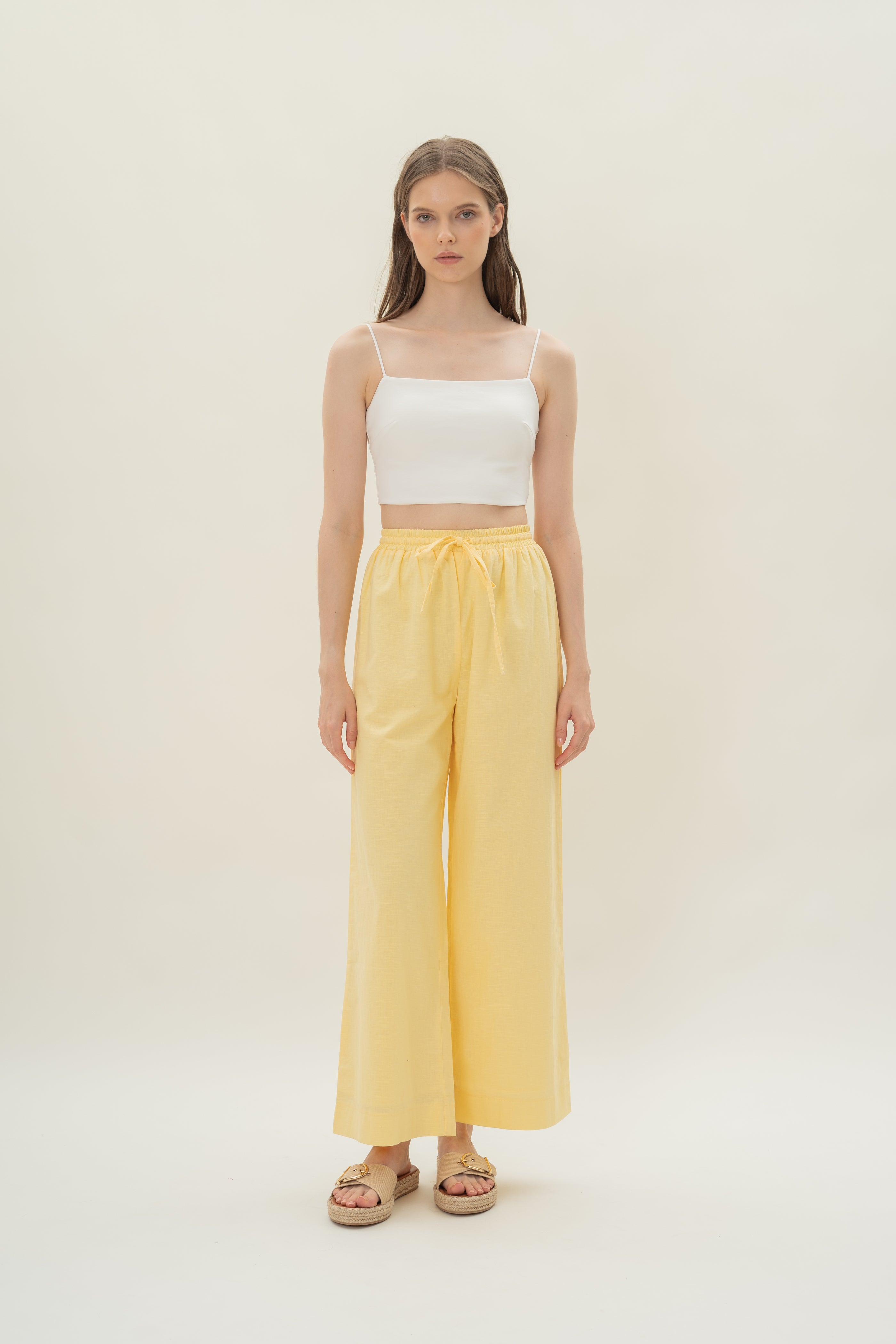 Linen Relaxed Pants in Lemon