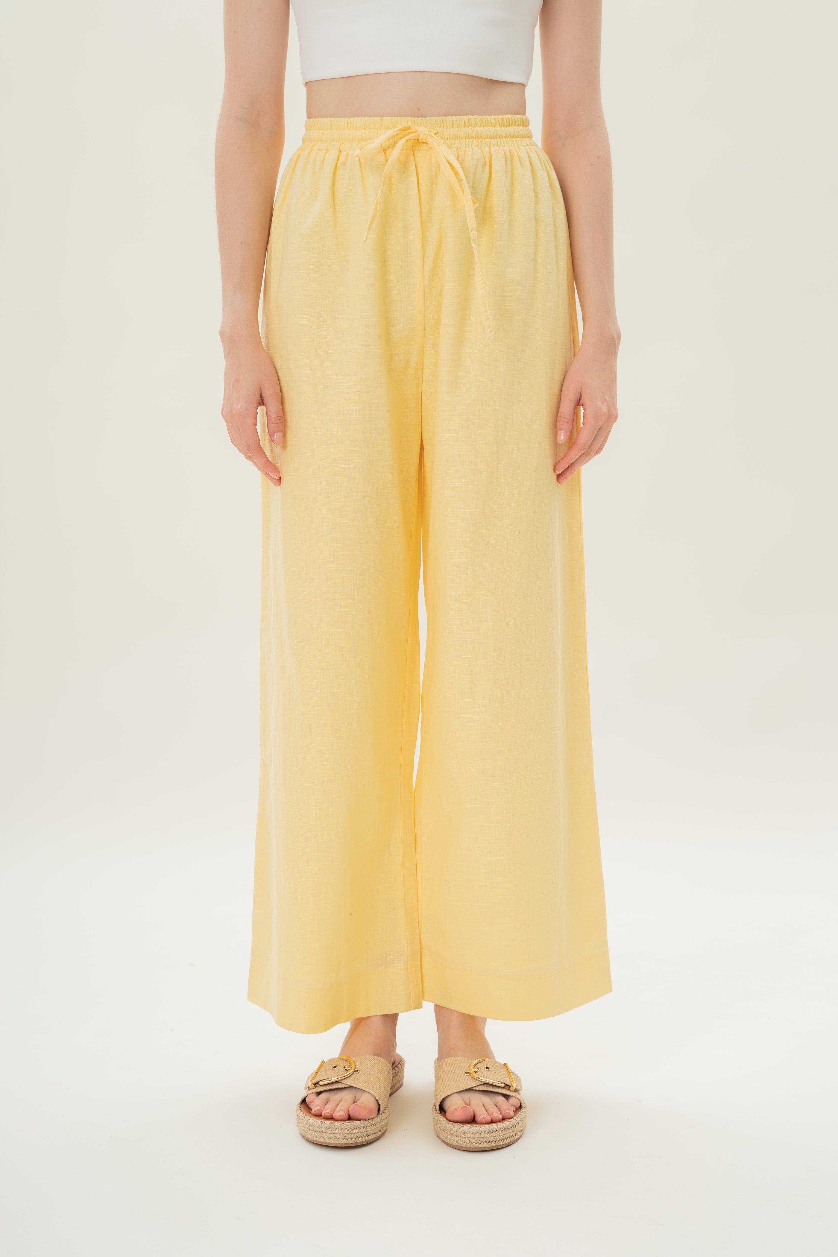 Linen Relaxed Pants in Lemon