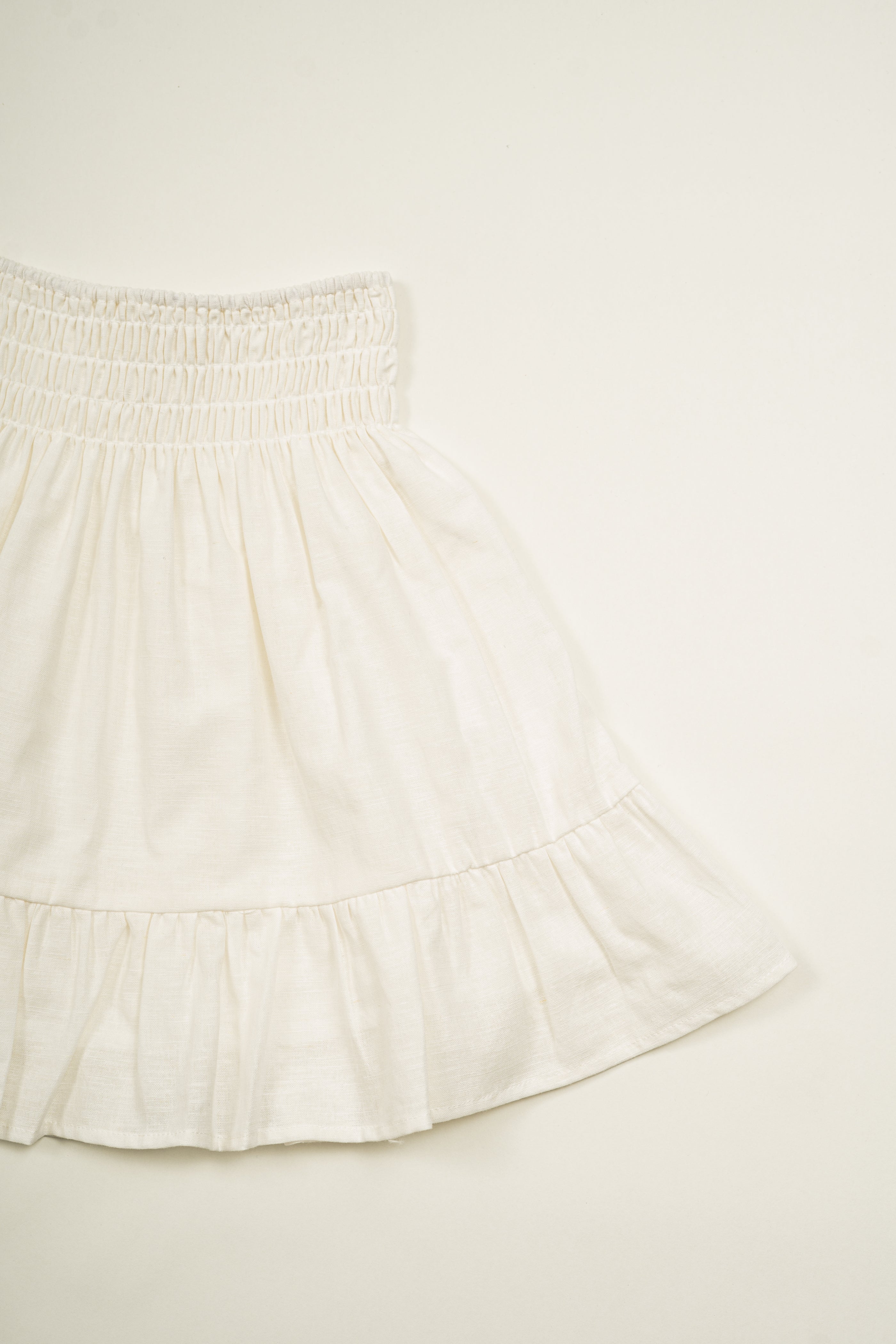 Mini Gathered Waist Skirt in White