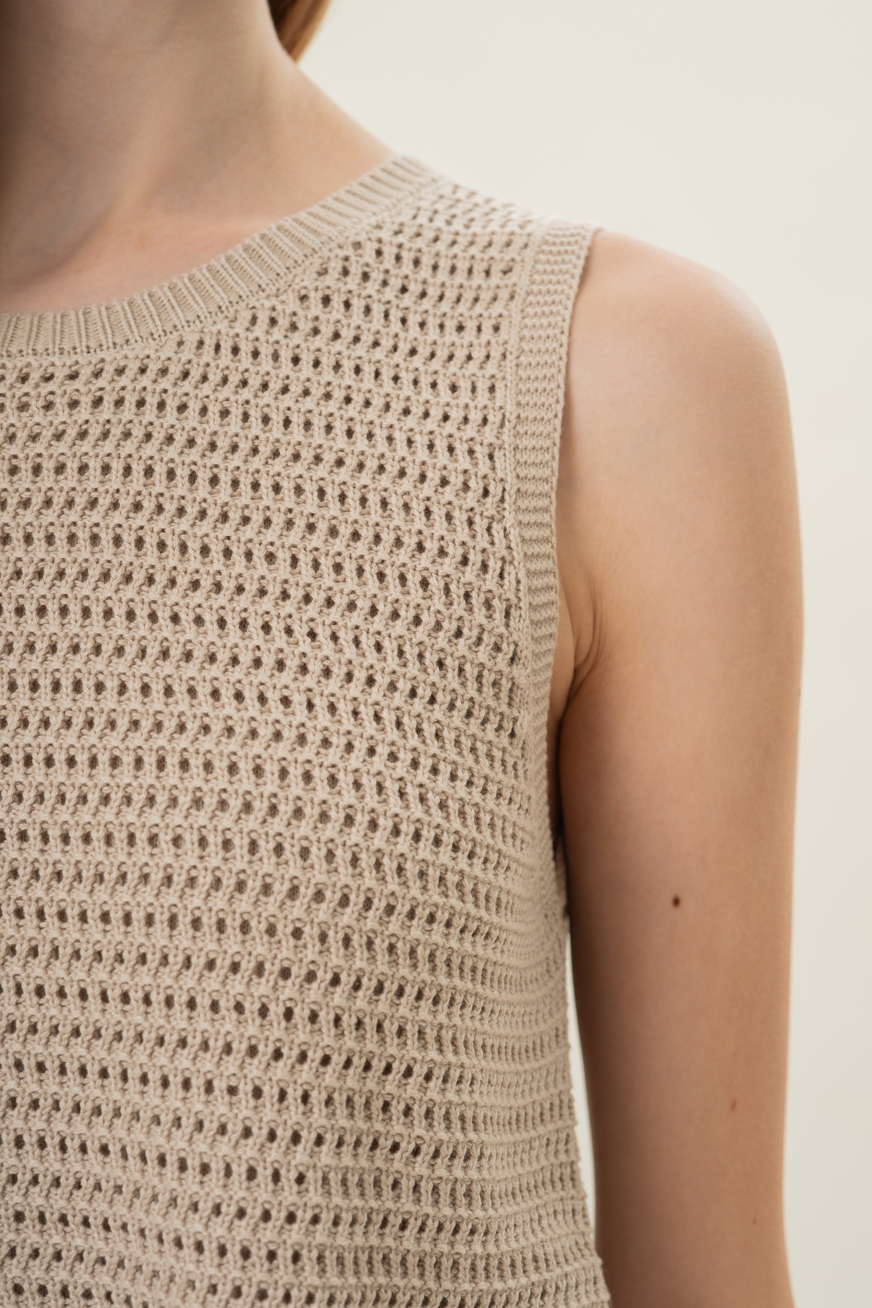 Crochet Sleeveless Top in Sand