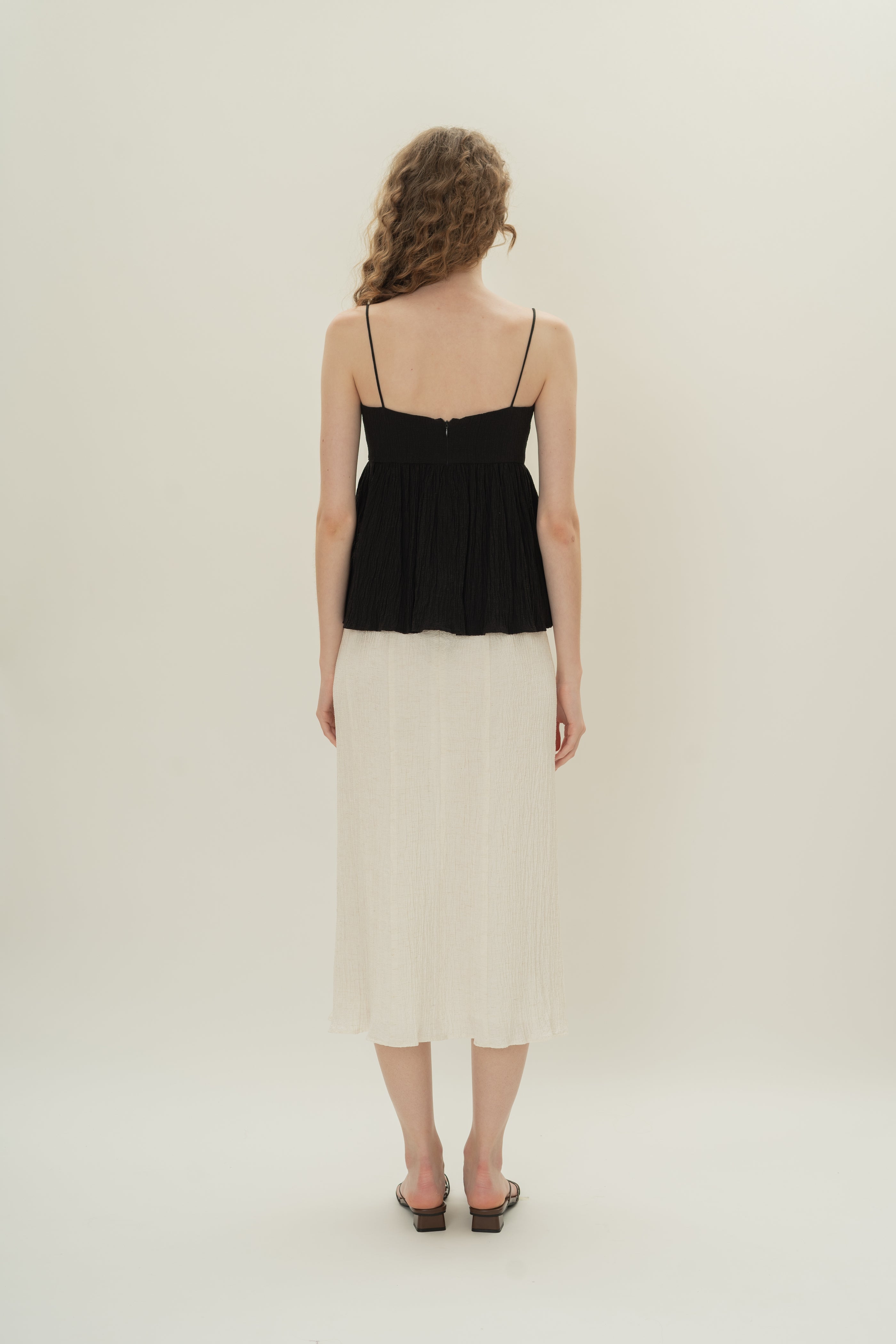 Linen Pleated Straight Trousers in Hibiscus