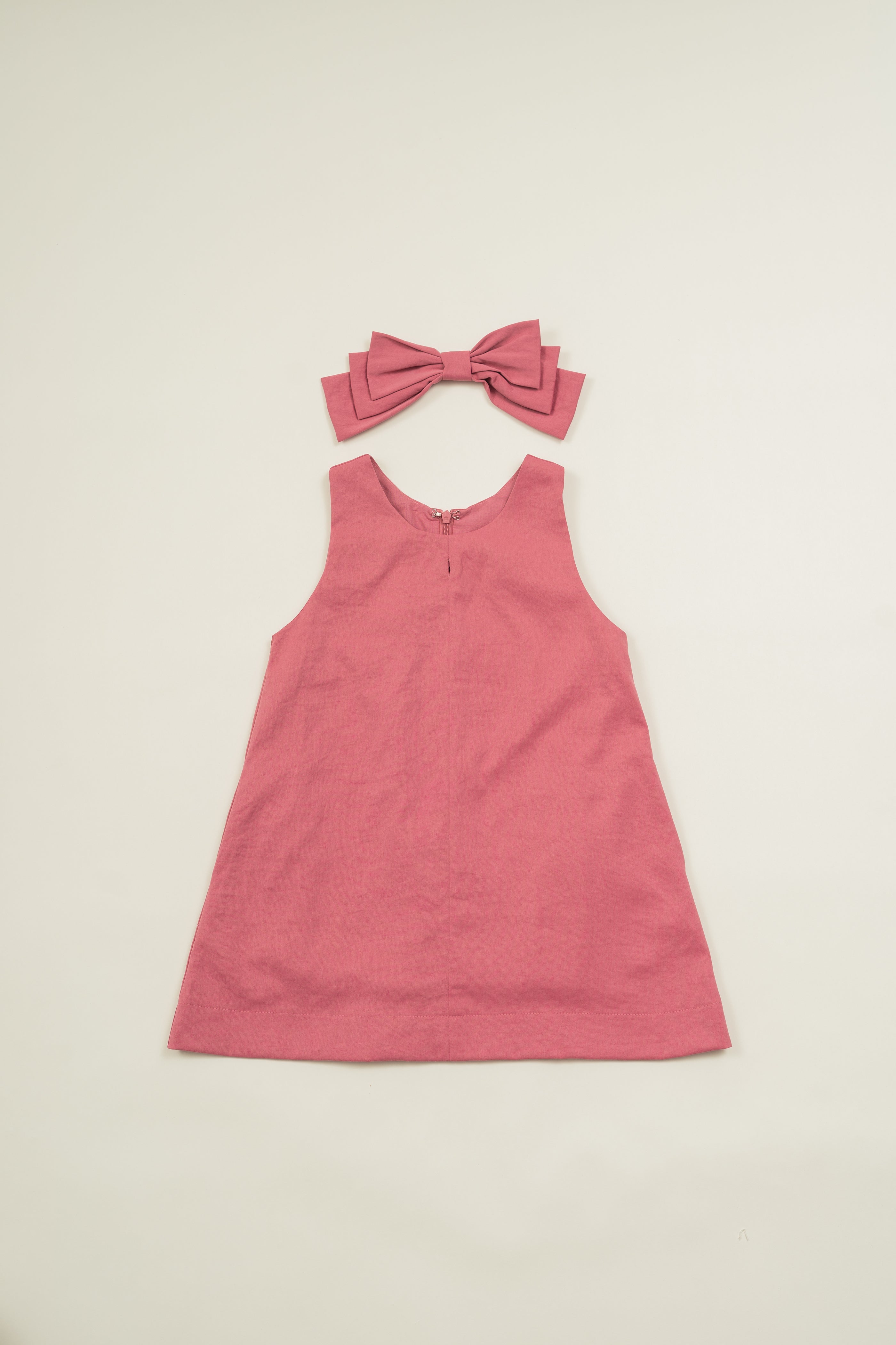 Mini A-Line Shift Dress With Bow in Persian Rose